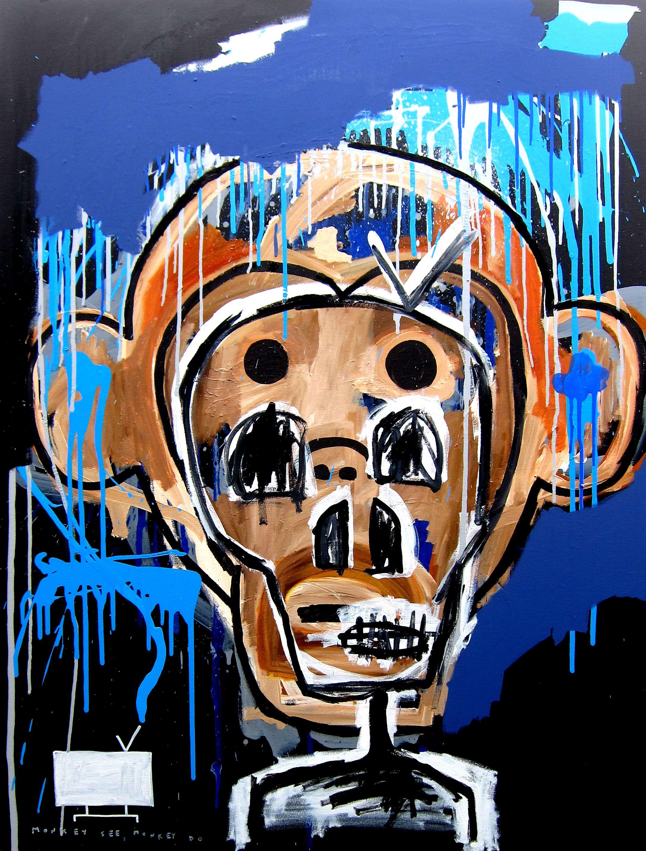 Monkey see, monkey do (imitator), Mixed Media on Canvas - Mixed Media Art by Cameron Holmes