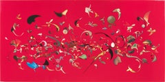 "DEUTERIUM" Peinture abstraite technique mixte 48" x 96" pouces par Cameron Michel