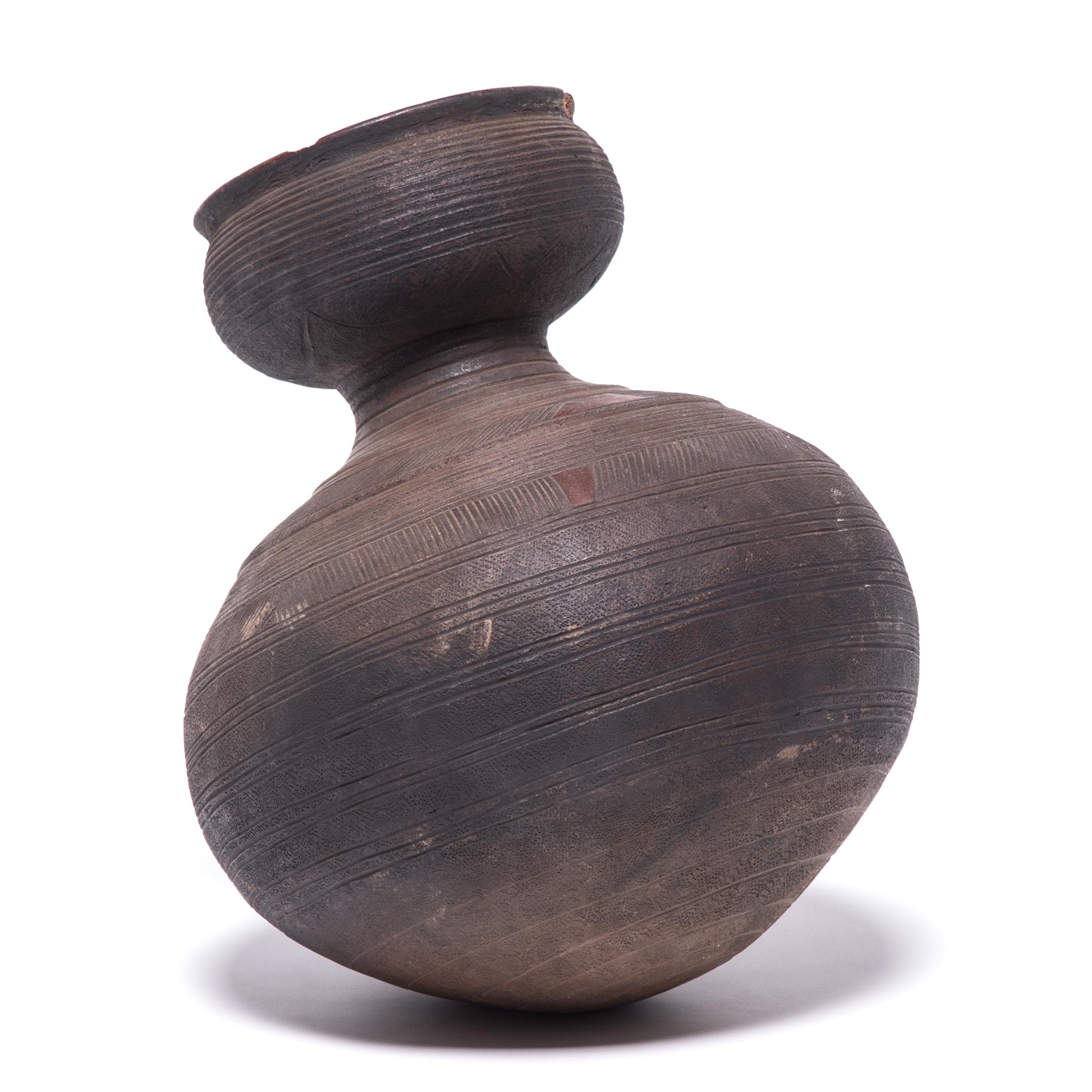 Cameroonian Nupe Gourd-Form Ceramic Water Vessel