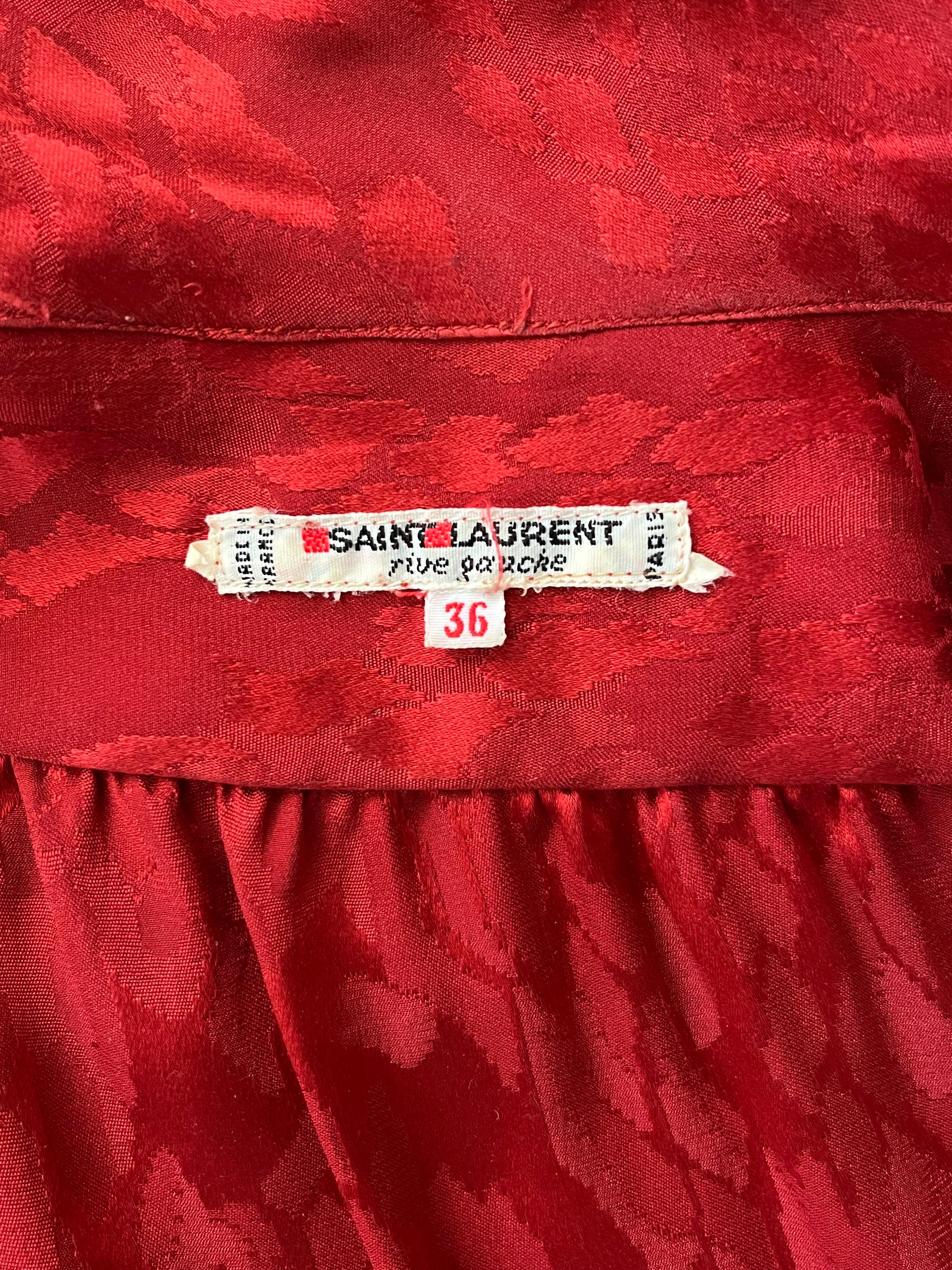 Yves Saint Laurent women's silk shirt with patterned motif For Sale 7