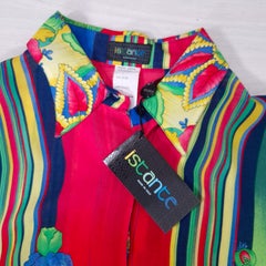 Instante by Gianni Versace Vintage 1990er Jahre Viskose gemustertes Hemd