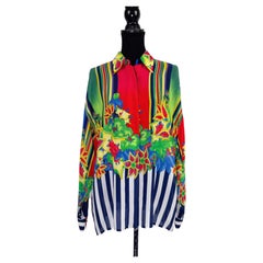 Instante by Gianni Versace Vintage 1990er Jahre Viskose gemustertes Hemd