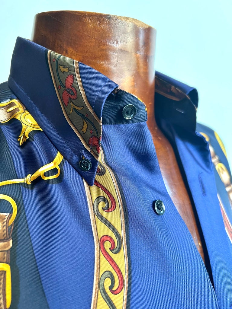 Sale【Vintage】 Hermesシャツ ブルー フランス製 エルメス Sale【Vintage】 Hermesシャツ ブルー フランス製 エルメス