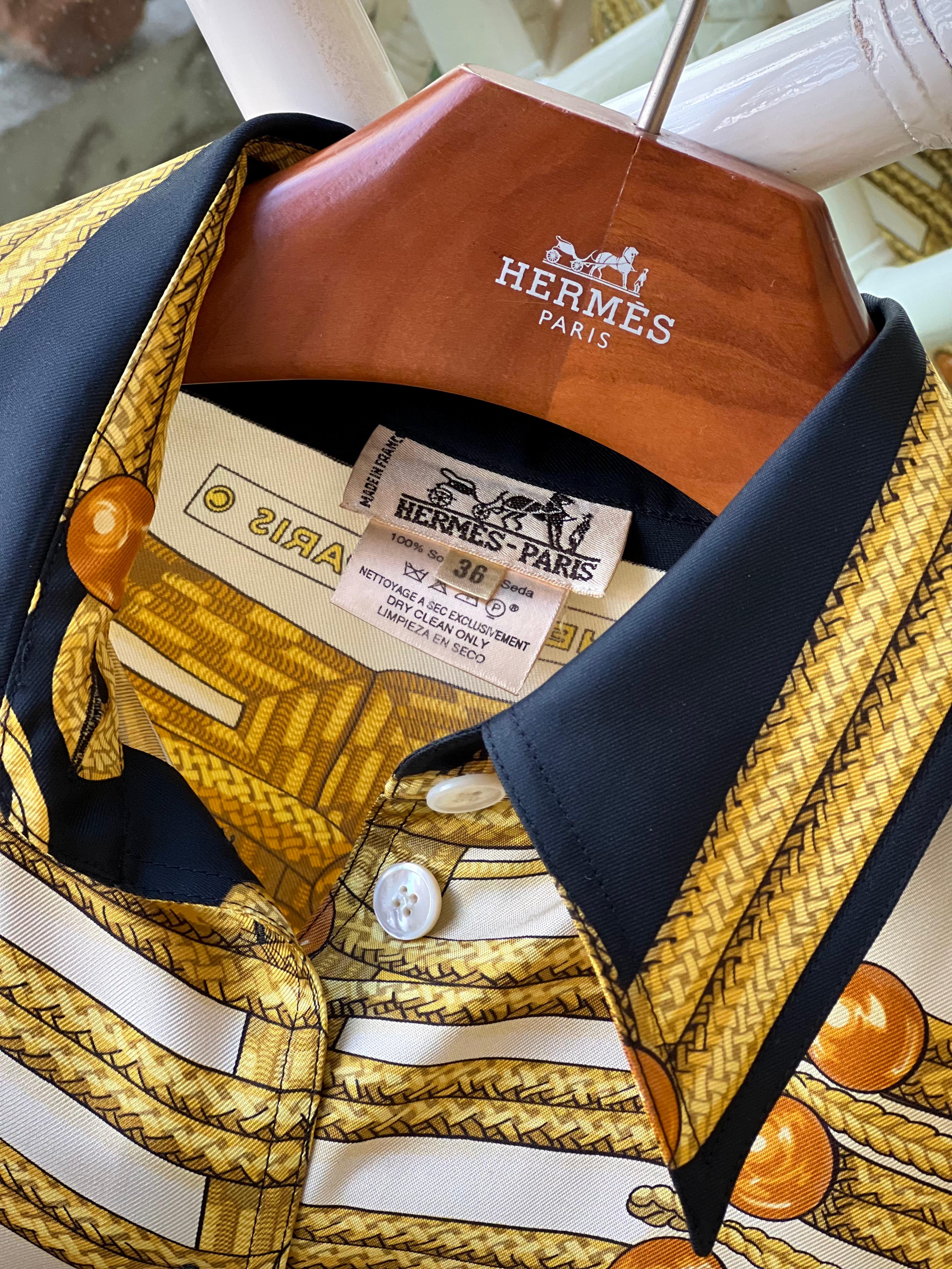Brown Camicia Hermès Iconic Silk Scarf 
