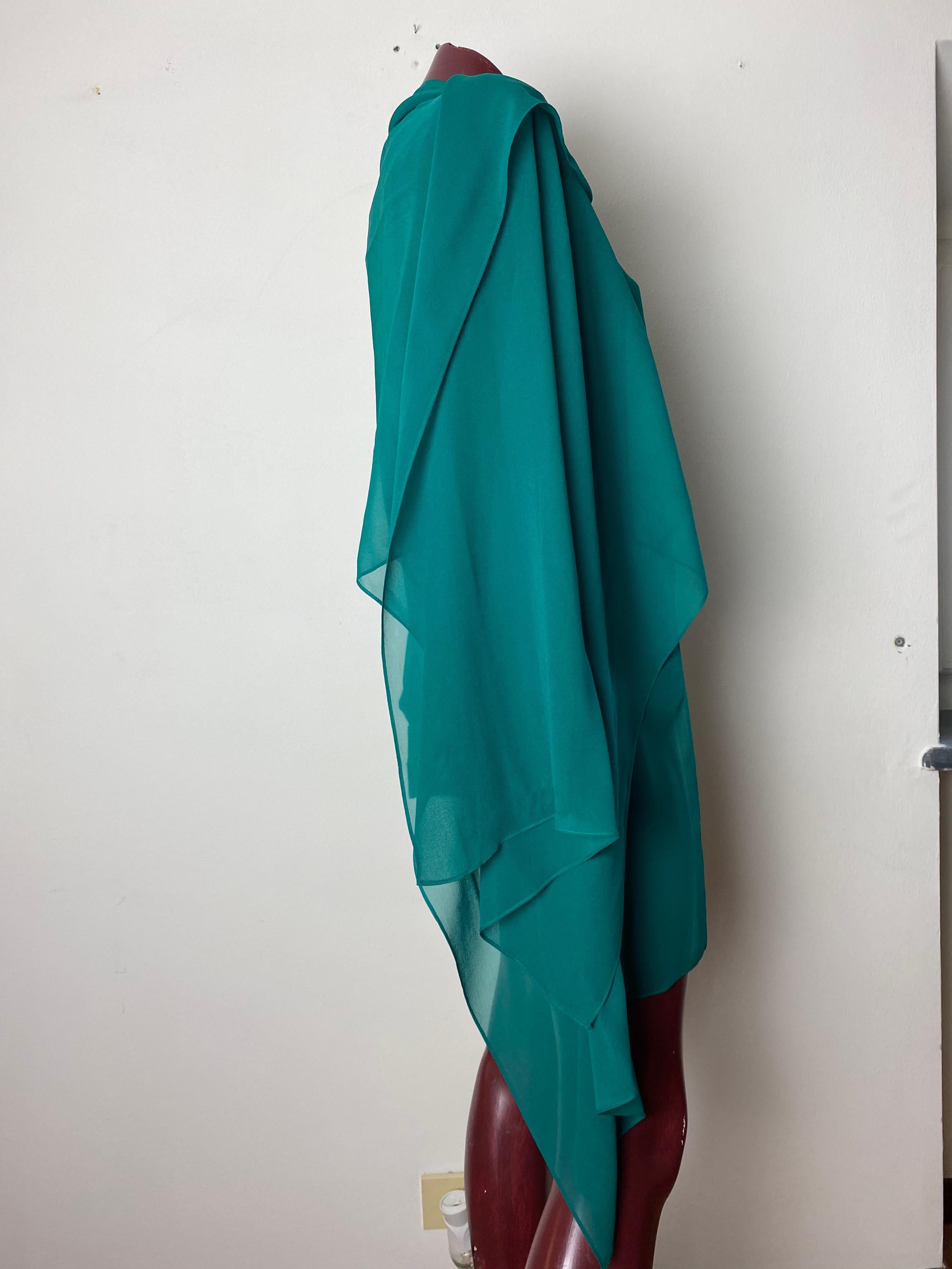 Green silk shirt with stole YSL Rive Gauche For Sale 10