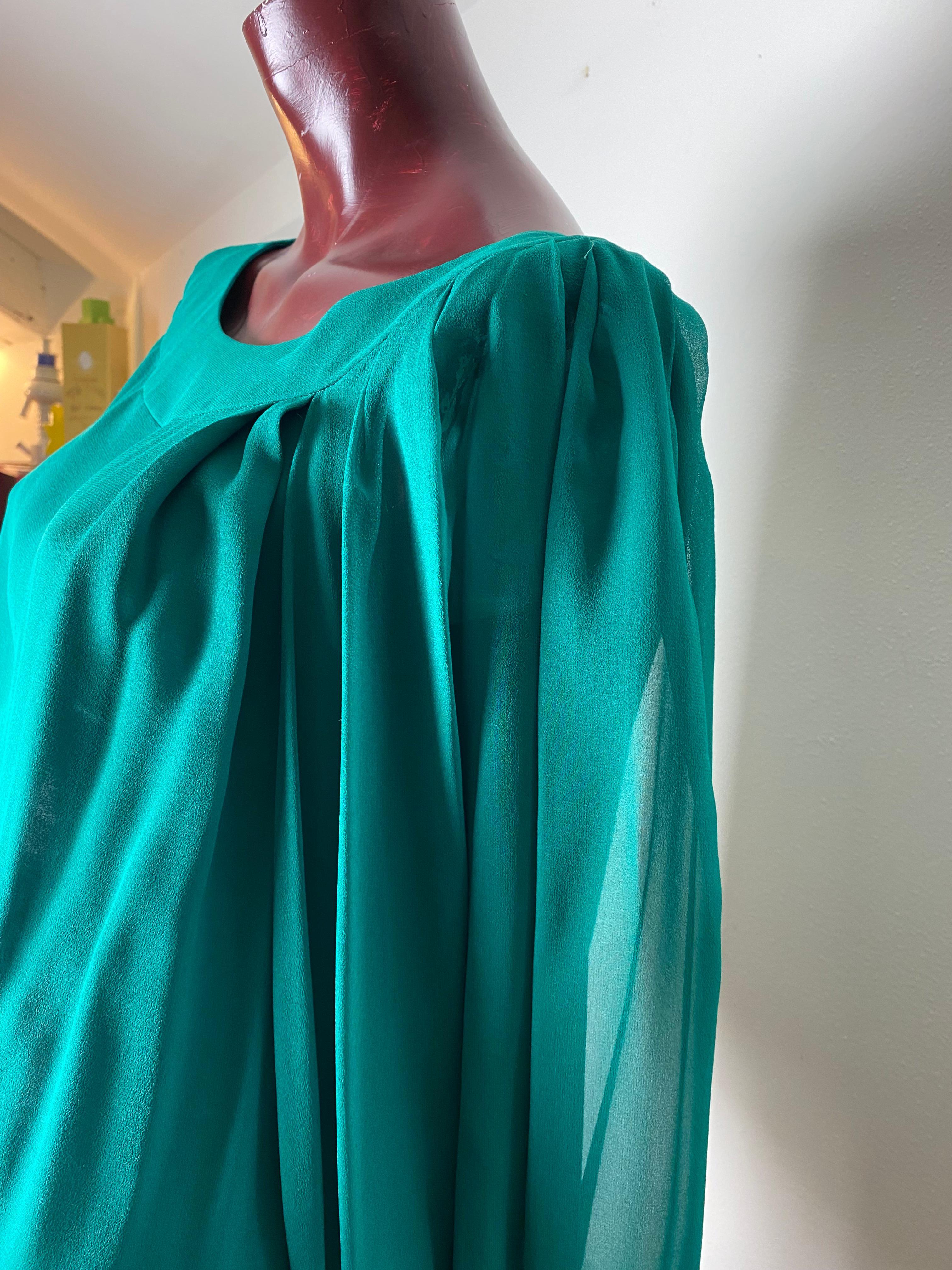 Green silk shirt with stole YSL Rive Gauche For Sale 2
