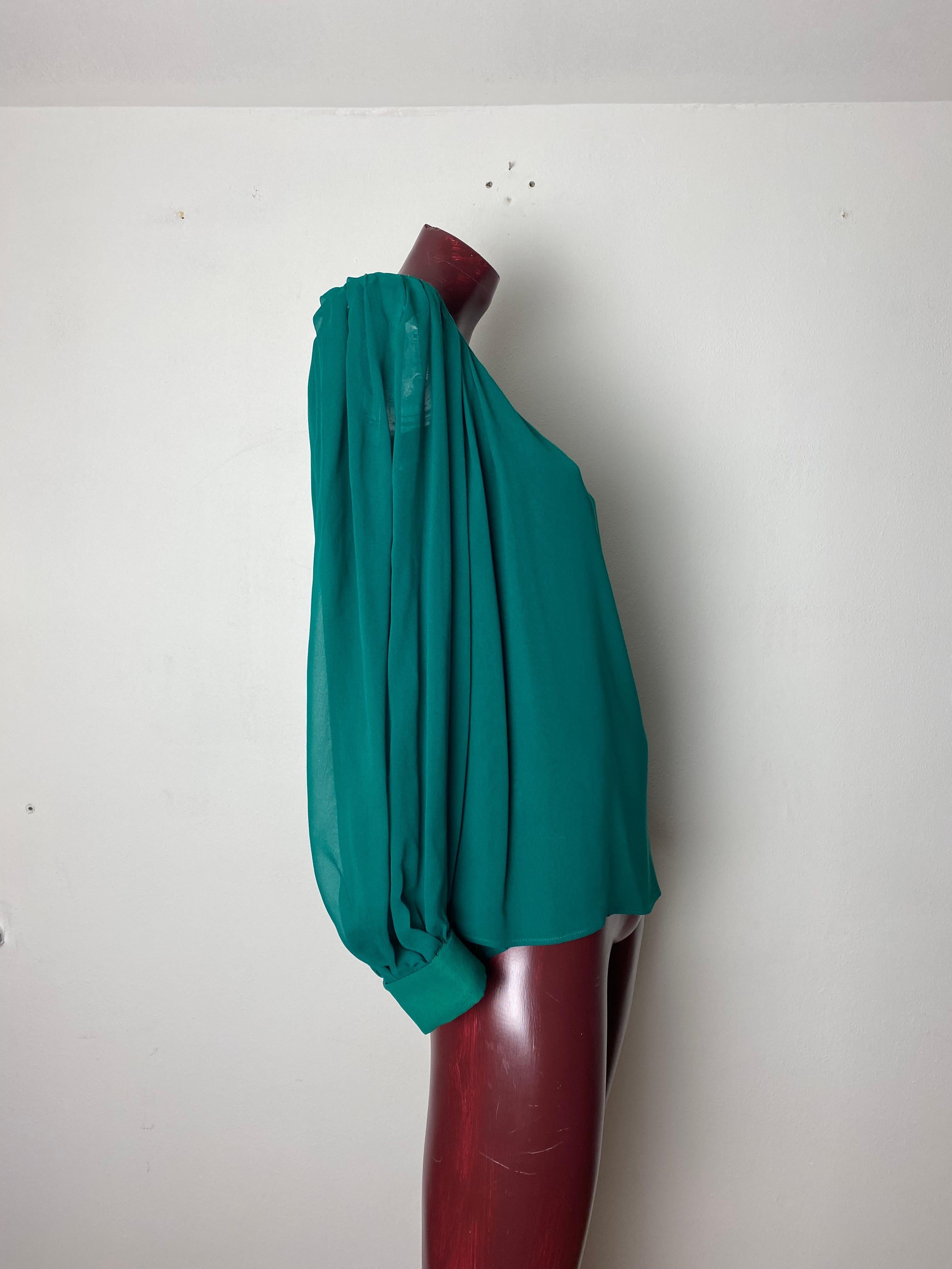 Green silk shirt with stole YSL Rive Gauche For Sale 3