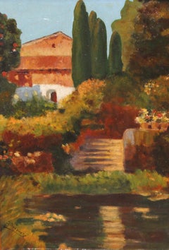 Afternoon Light in the Garden Oil Painting on Canvas, Framed, Signed