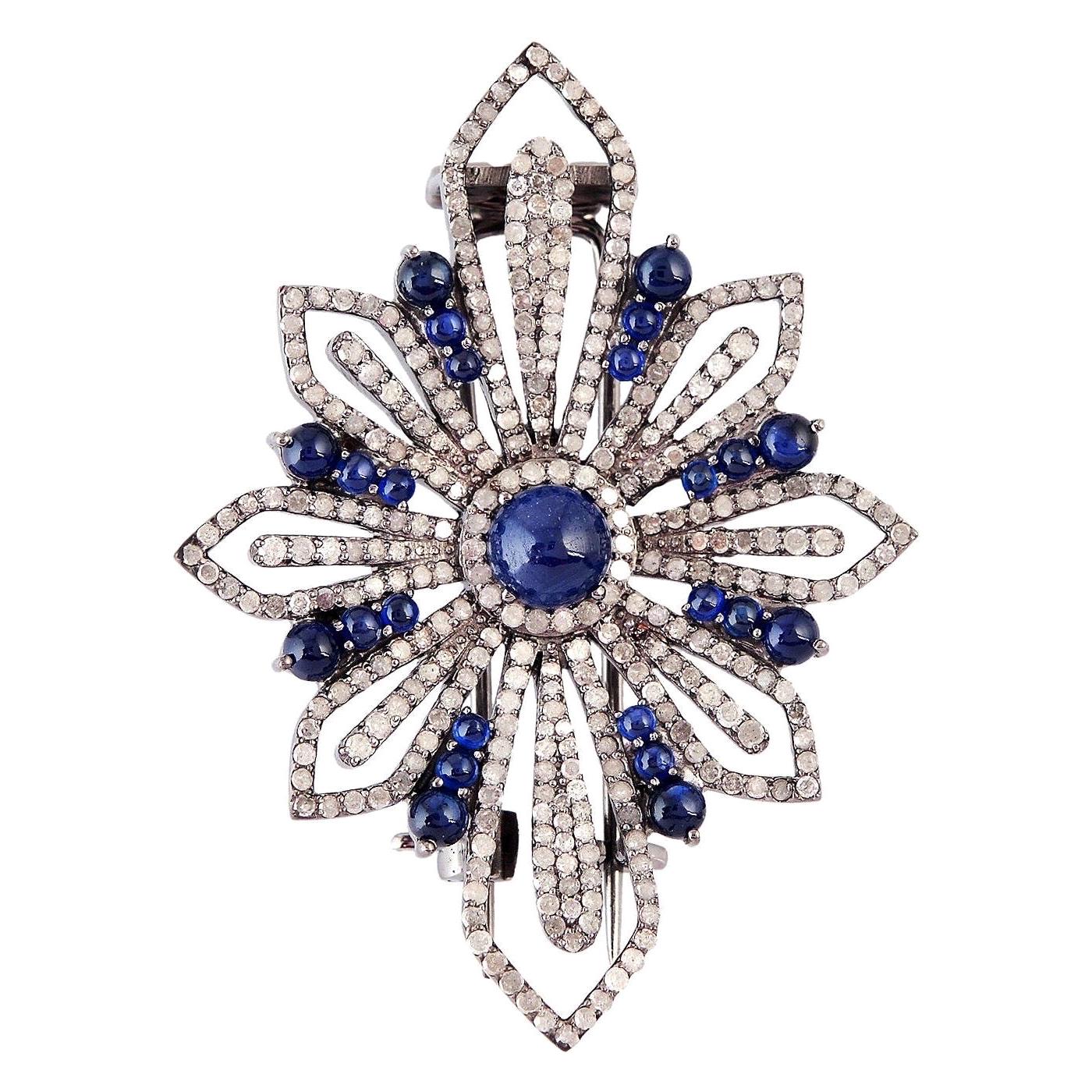 Camila Blue Sapphire Diamond Brooch