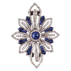 Camila Blue Sapphire Diamond Brooch