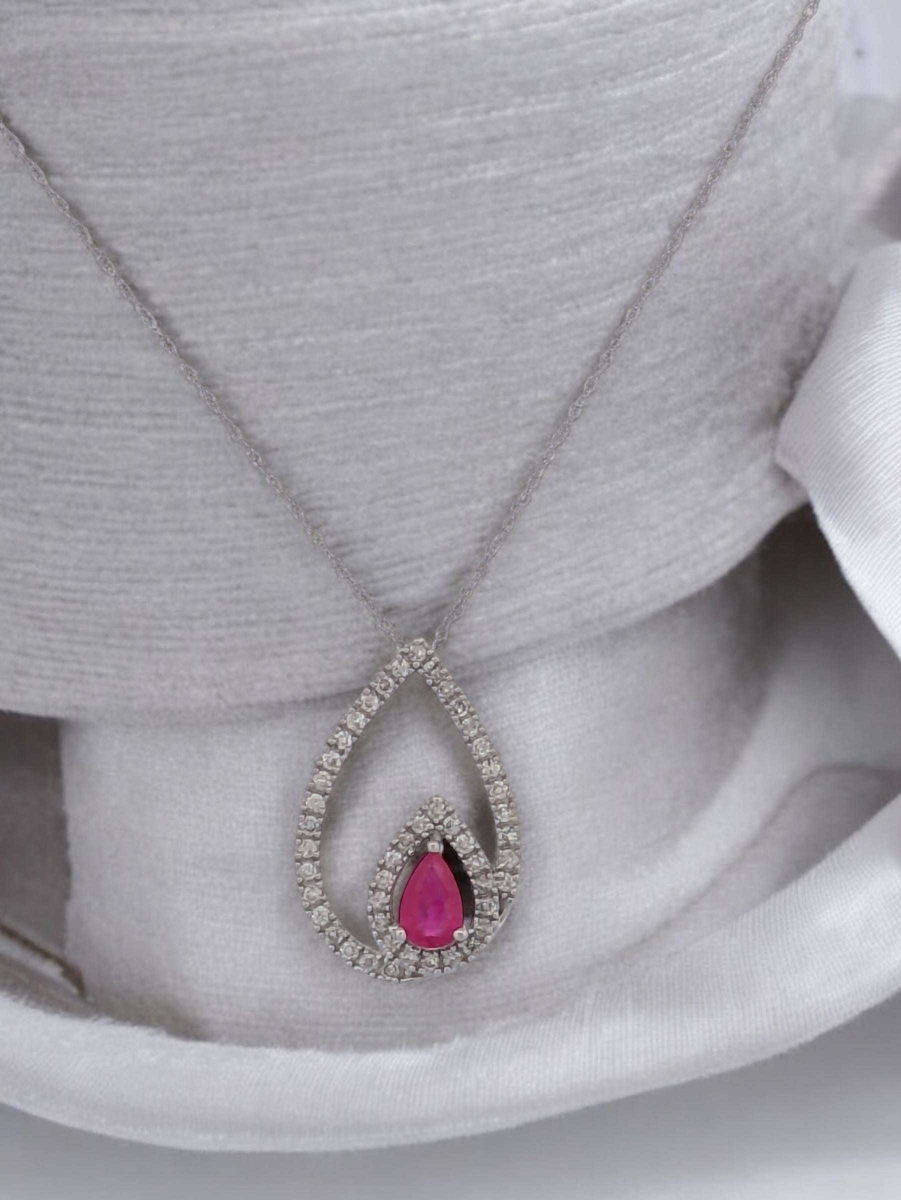 Art Deco Camila  Diamond Halo Pendant Necklace Oval Ruby and Natural Diamond Pendant For Sale
