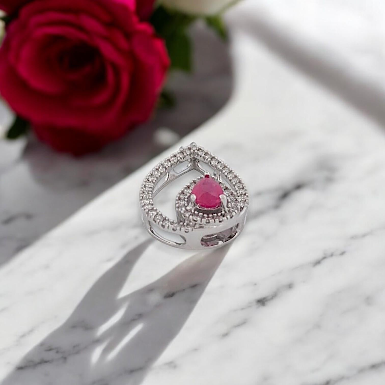Cushion Cut Camila  Diamond Halo Pendant Necklace Oval Ruby and Natural Diamond Pendant For Sale