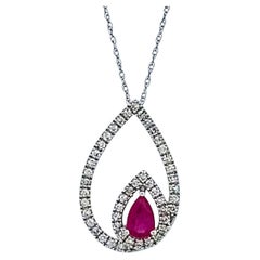 Camila  Diamond Halo Pendant Necklace Oval Ruby and Natural Diamond Pendant