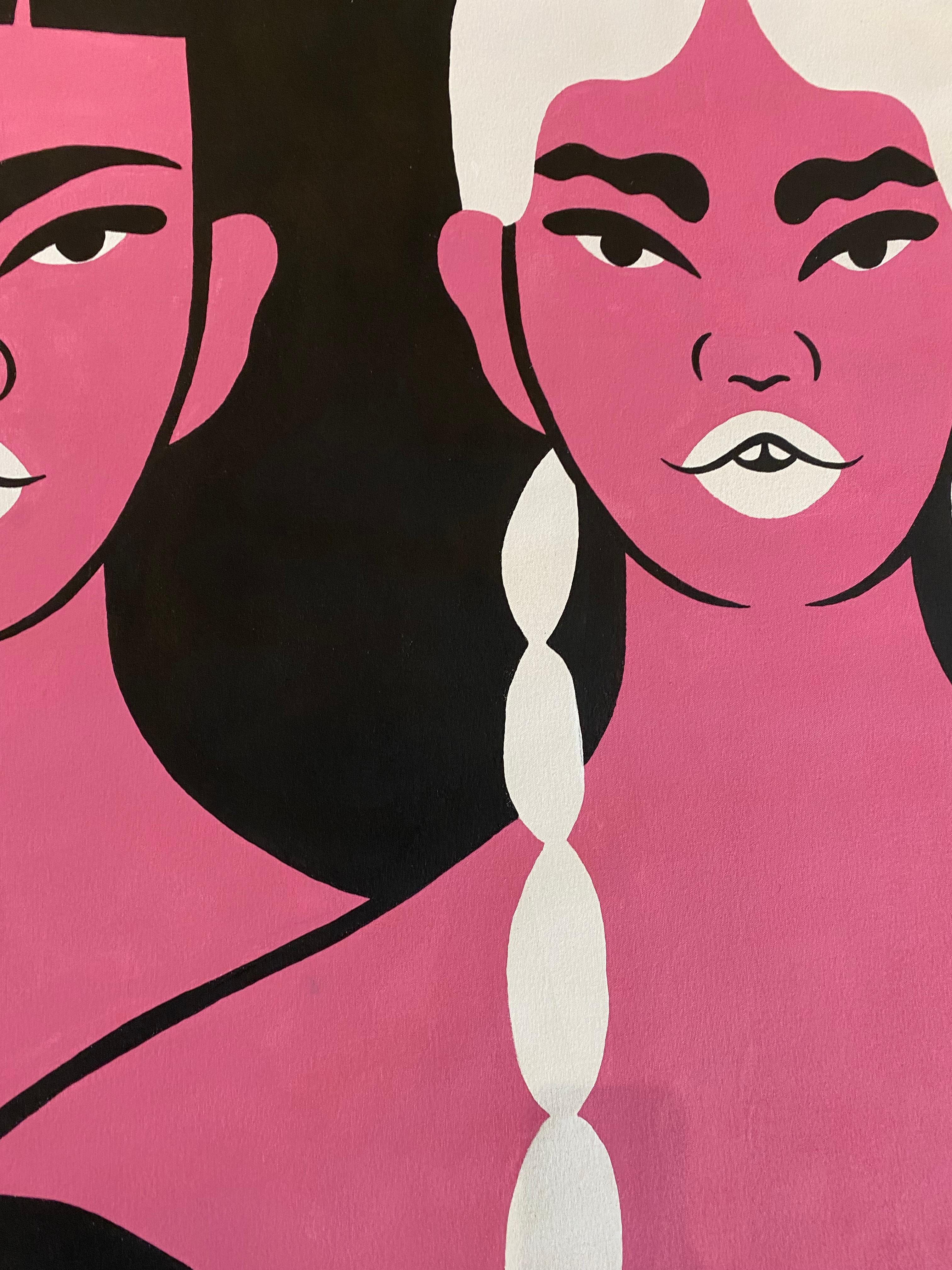 Brasilianische Mädchen (Pink), Portrait Painting, von Camila Rosa