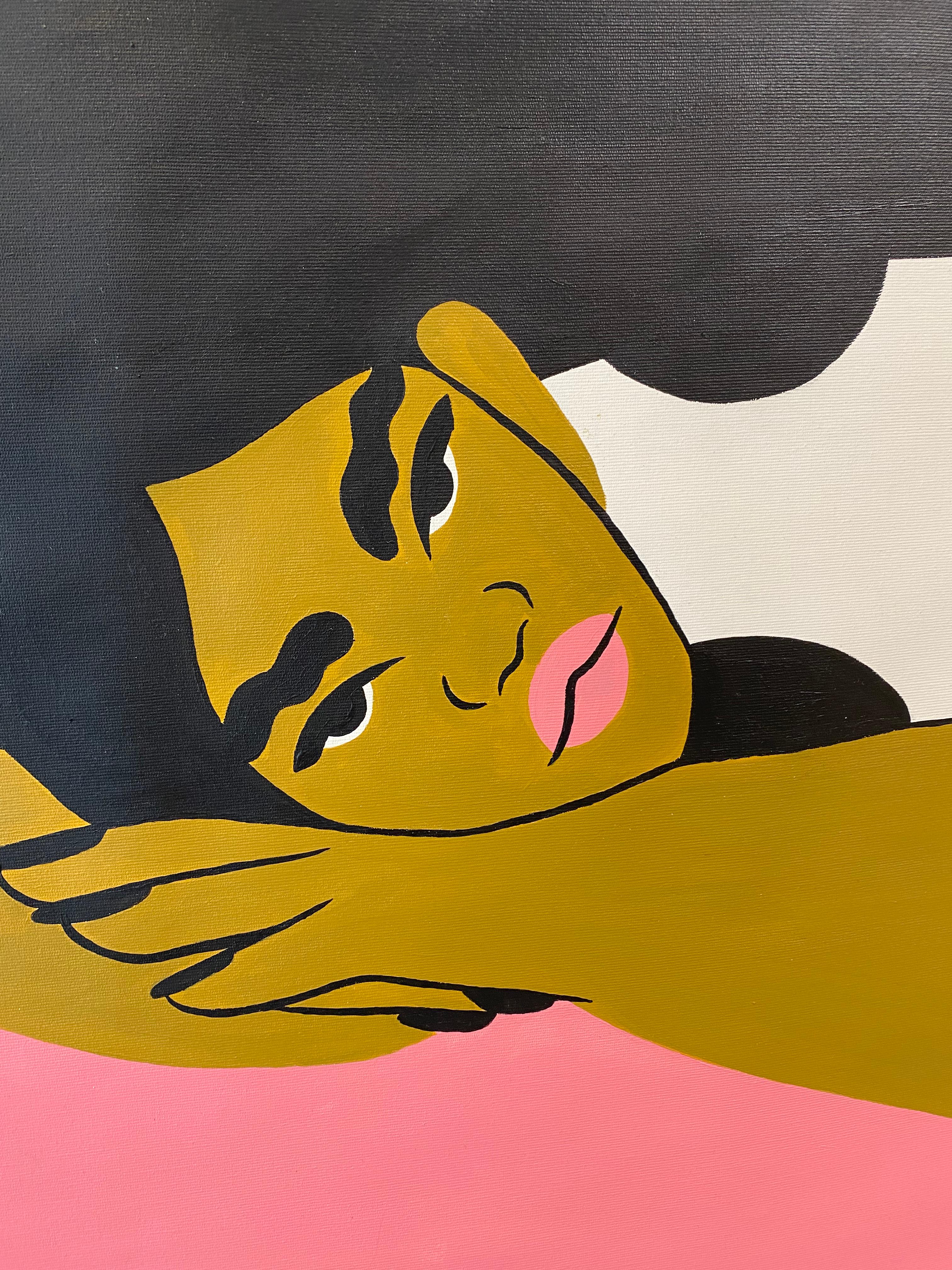 Müde und brasilianisch (Pink), Portrait Painting, von Camila Rosa