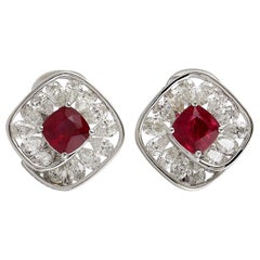 2.7 Carat Diamonds Ruby 18 Karat Gold Camilla Stud Earrings