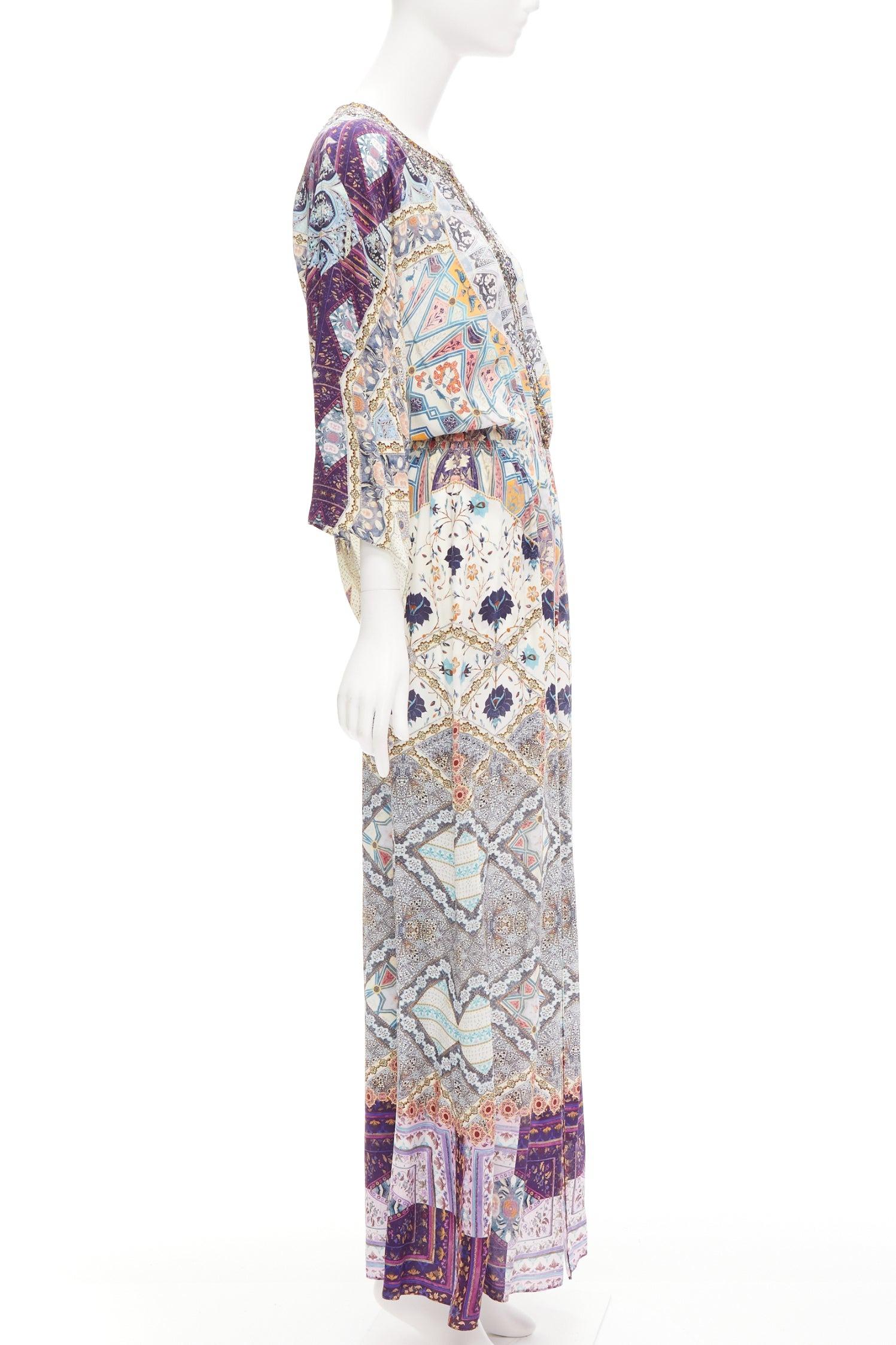 CAMILLA 2016 Tales Of Tatiana 100% silk embellished floral print dress S In Excellent Condition In Hong Kong, NT
