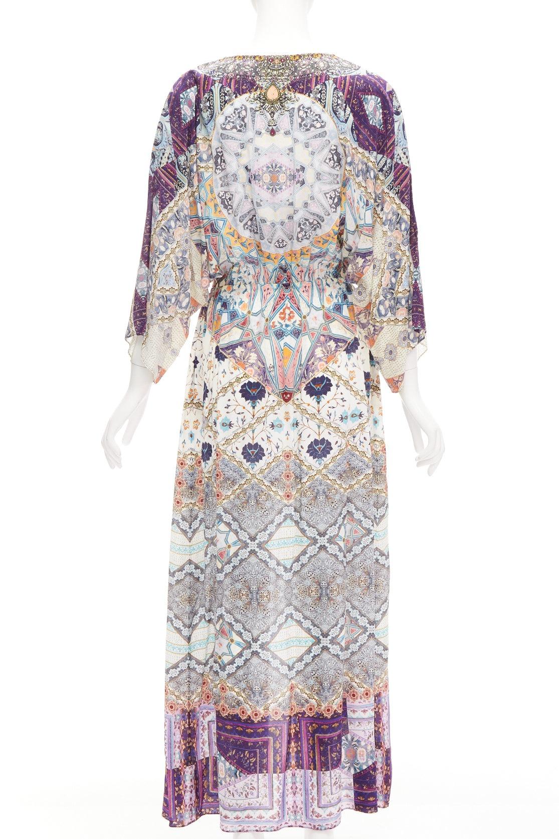 Women's CAMILLA 2016 Tales Of Tatiana 100% silk embellished floral print dress S