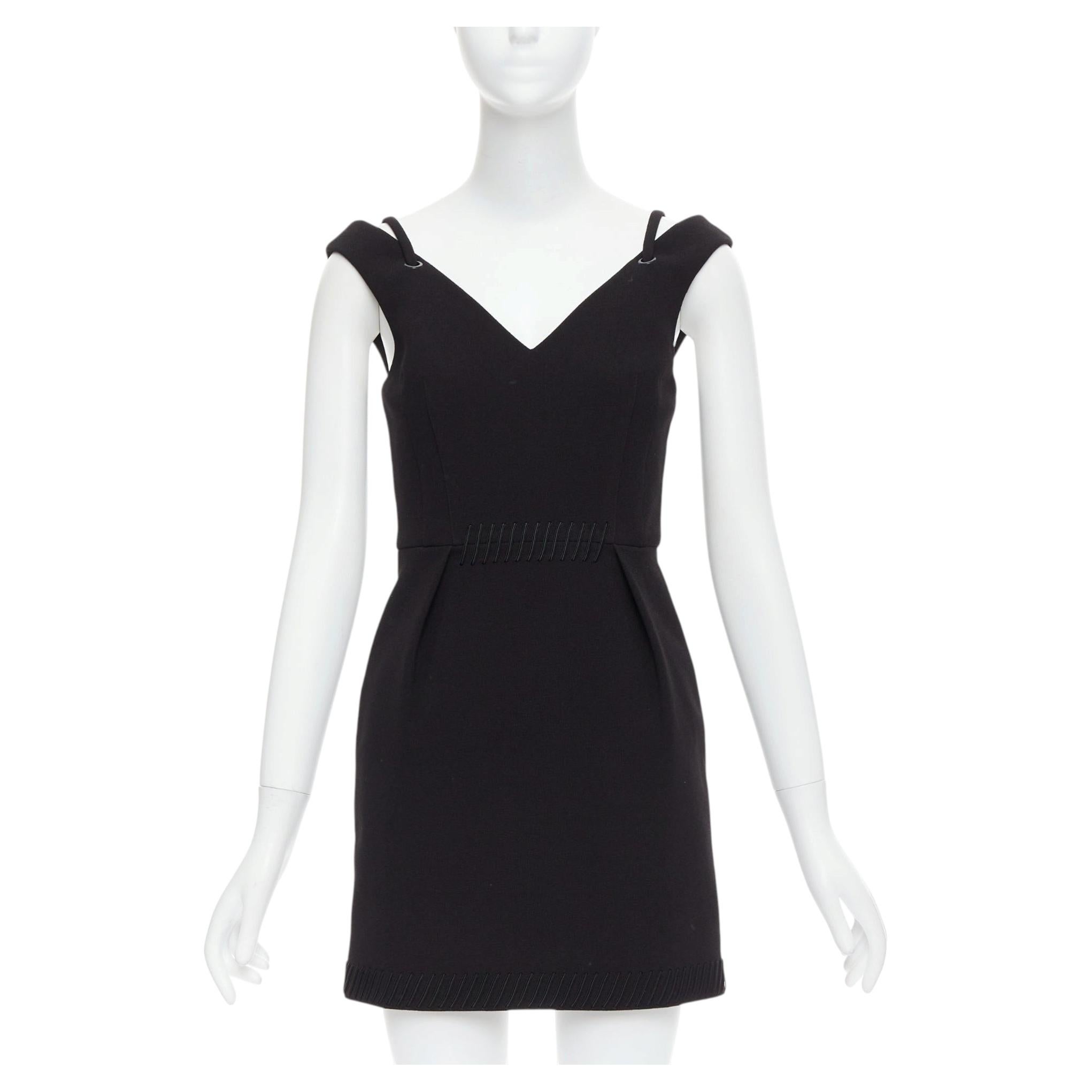 CAMILLA AND MARC Stella robe mini à épaules froides avec applications de corde noire UK6 XS