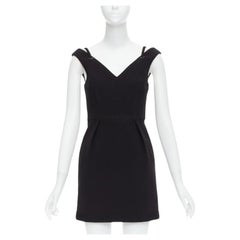 CAMILLA AND MARC Stella Schwarzes Minikleid mit Seilapplikation und kalten Schultern UK6 XS