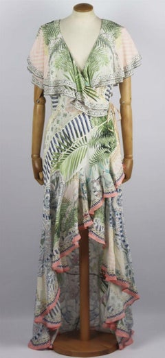 Camilla Asymmetric Crystal Embellished Silk Wrap Maxi Dress