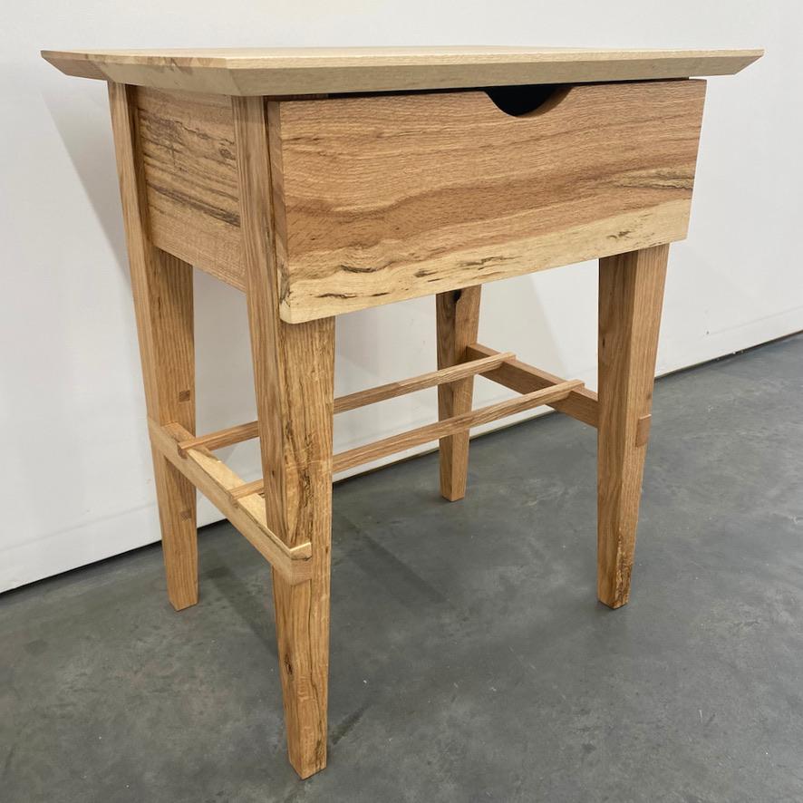 Contemporary Camilla Cherry Handmade Bedside or End Table with Drawer by New York Heartwoods For Sale
