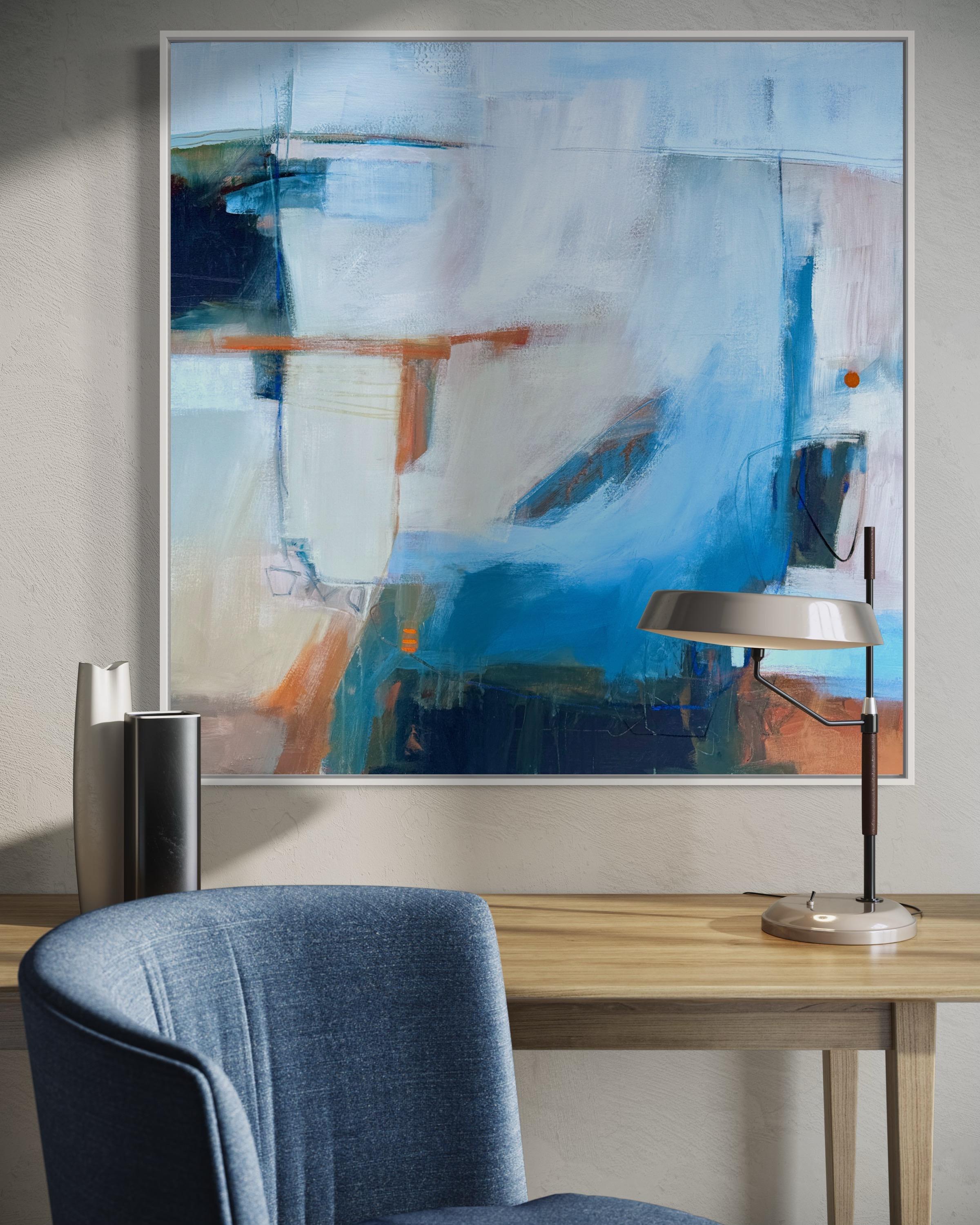 Vieni con me, Quadro originale, Astratto, Paesaggio - Abstract Painting Blu di Camilla Clark
