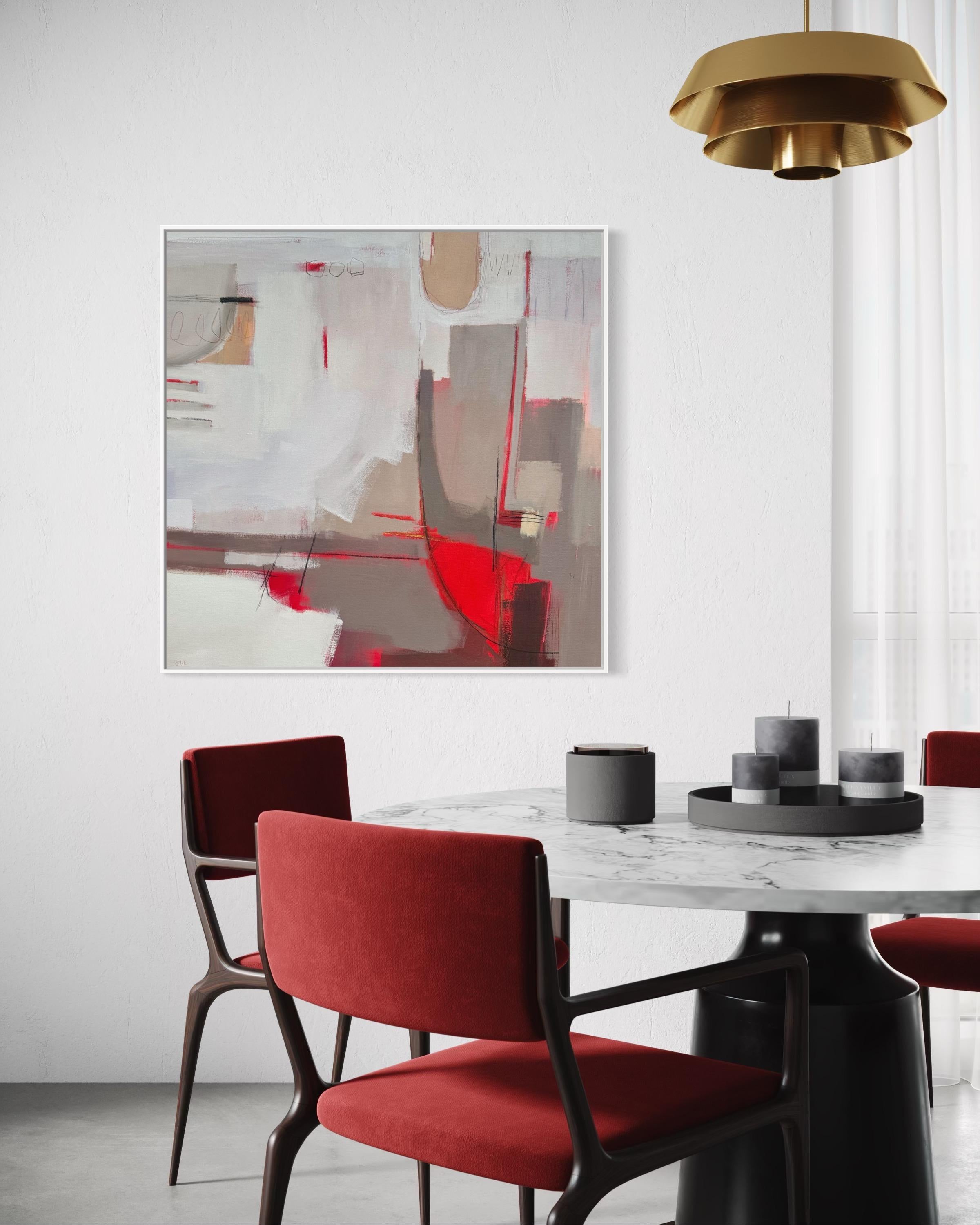 Crimson Whisper, Contemporary, Abstract, Original - Painting by Camilla Clark