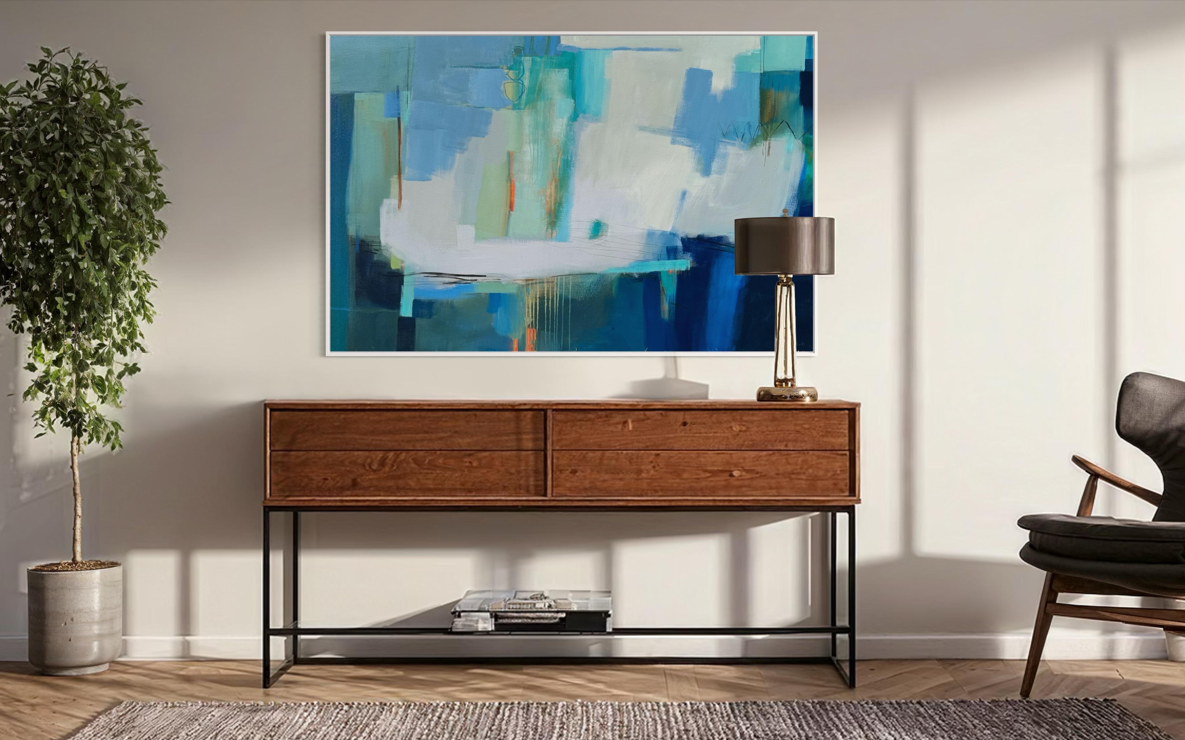 Glade Hollow, Contemporain, Abstrait, Original - Bleu Landscape Painting par Camilla Clark