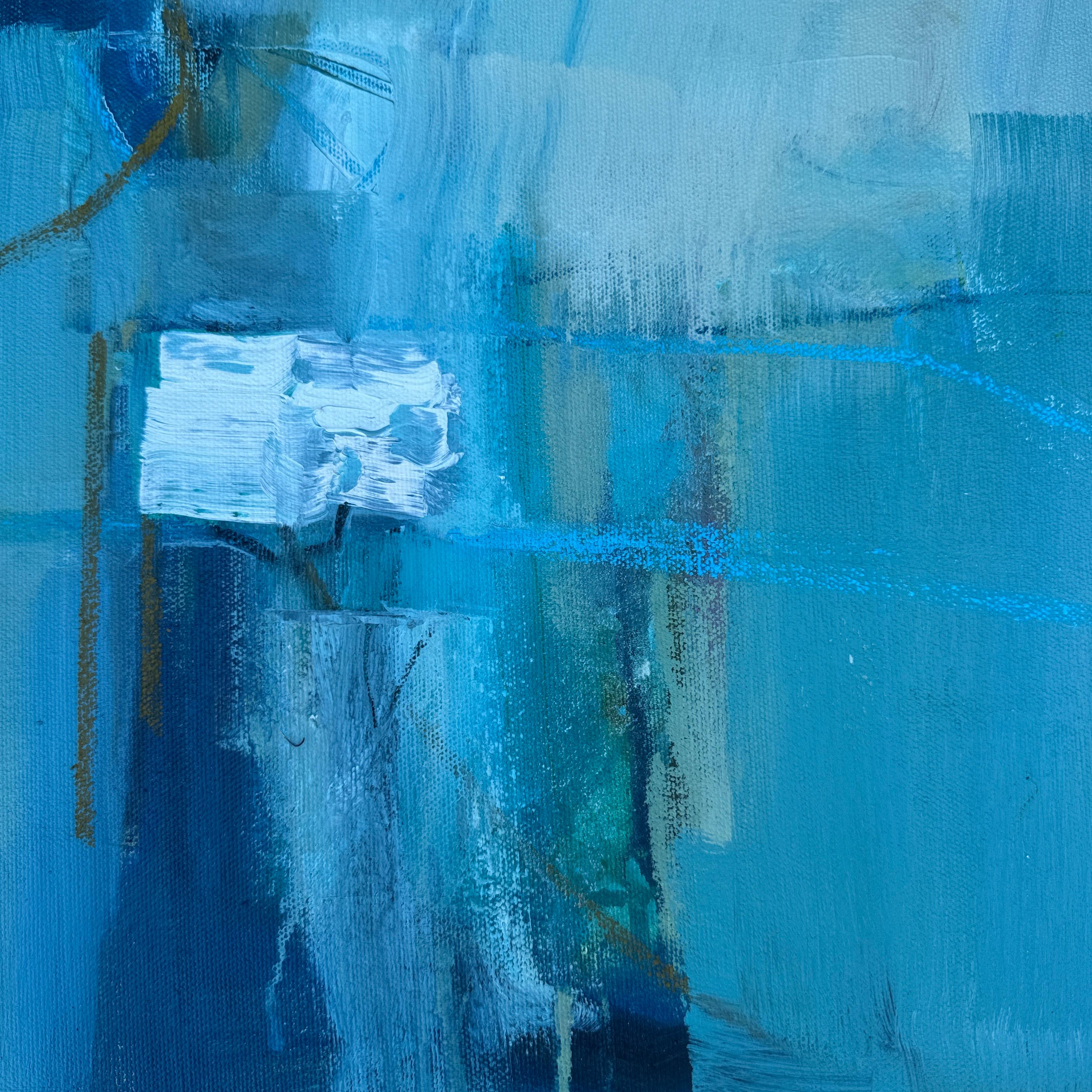 Puerto y Surf, Pintura original, Abstracto, Paisaje en venta 4
