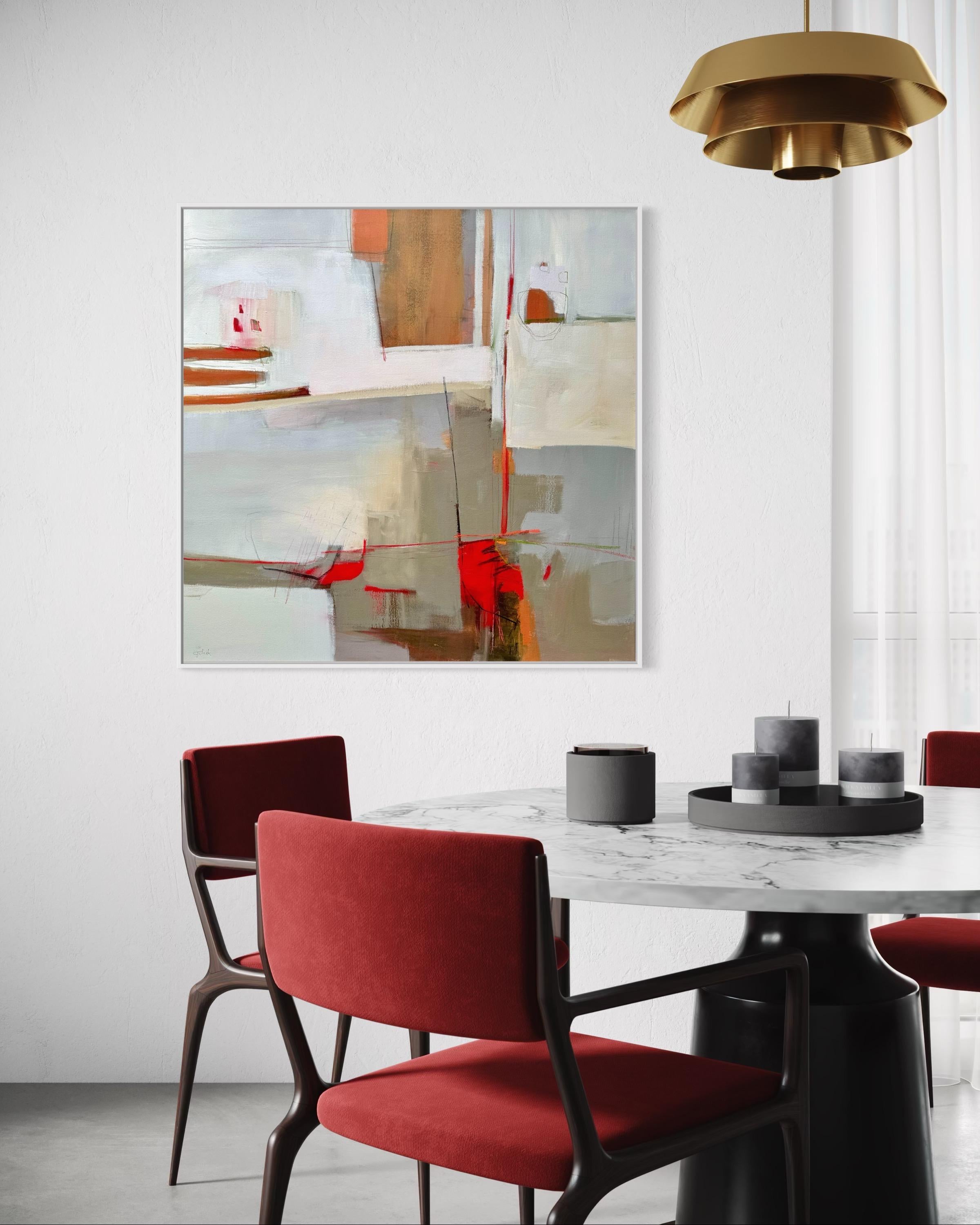 Hot Mango Flush - Zeitgenössisch, abstrakt, originell – Painting von Camilla Clark