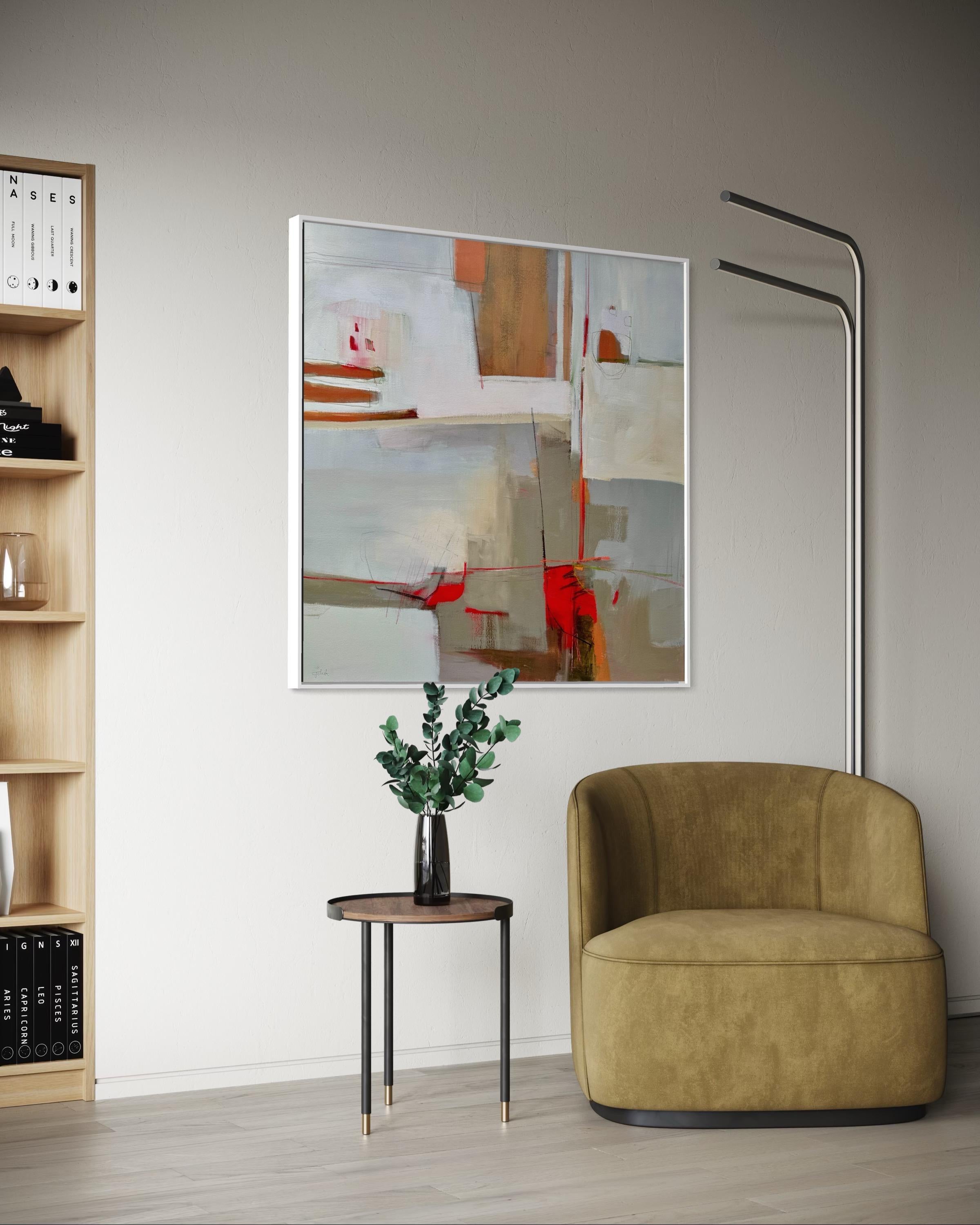 Hot Mango Flush - Zeitgenössisch, abstrakt, originell (Abstrakt), Painting, von Camilla Clark