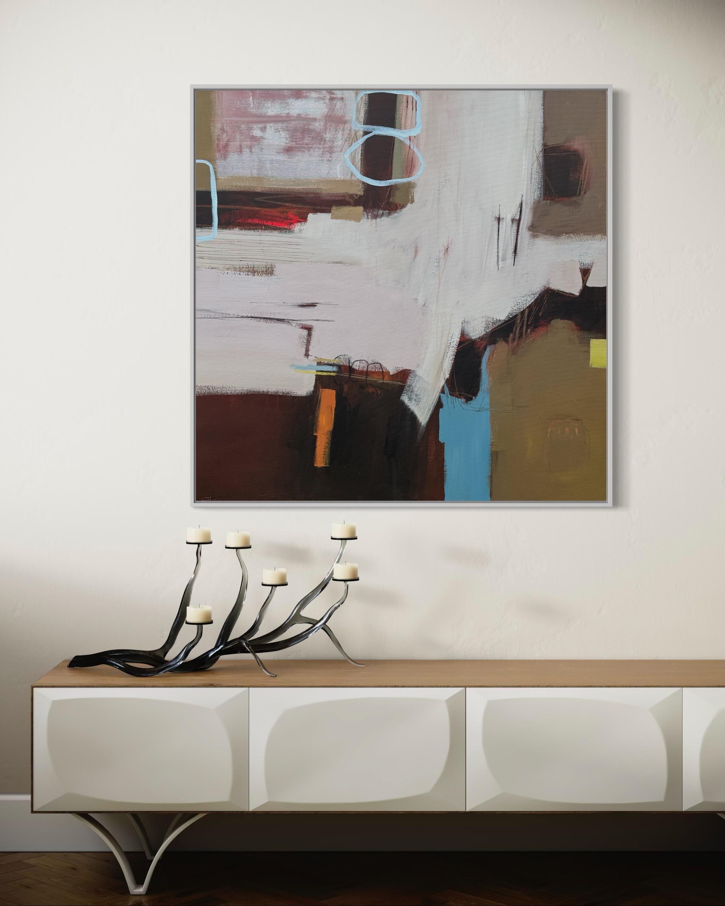 Guardare avanti - Contemporaneo, astratto, originale - Landscape Painting Grigio di Camilla Clark