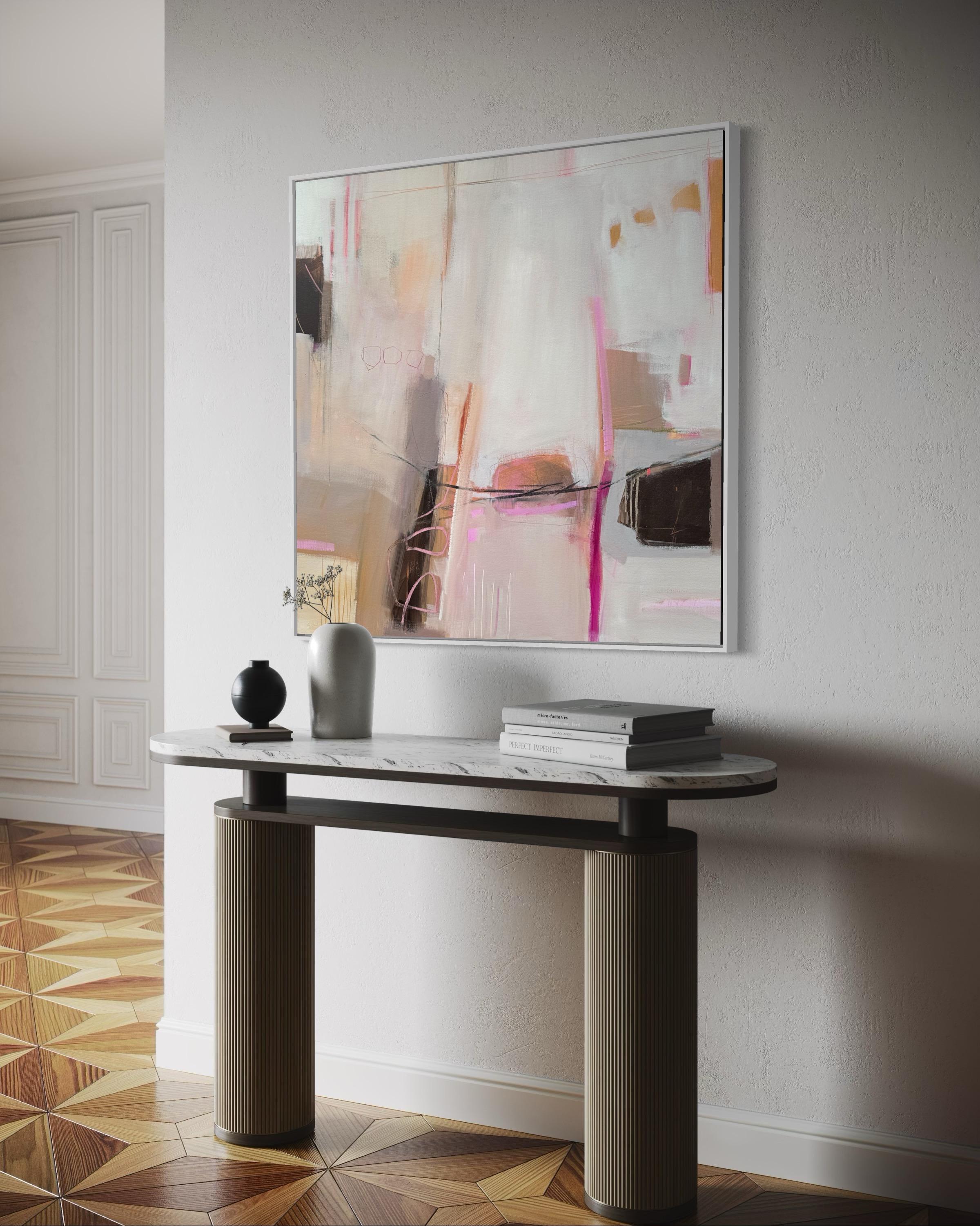 Mocha Latte - Abstract, Contemporary, Original - Beige Abstract Painting by Camilla Clark