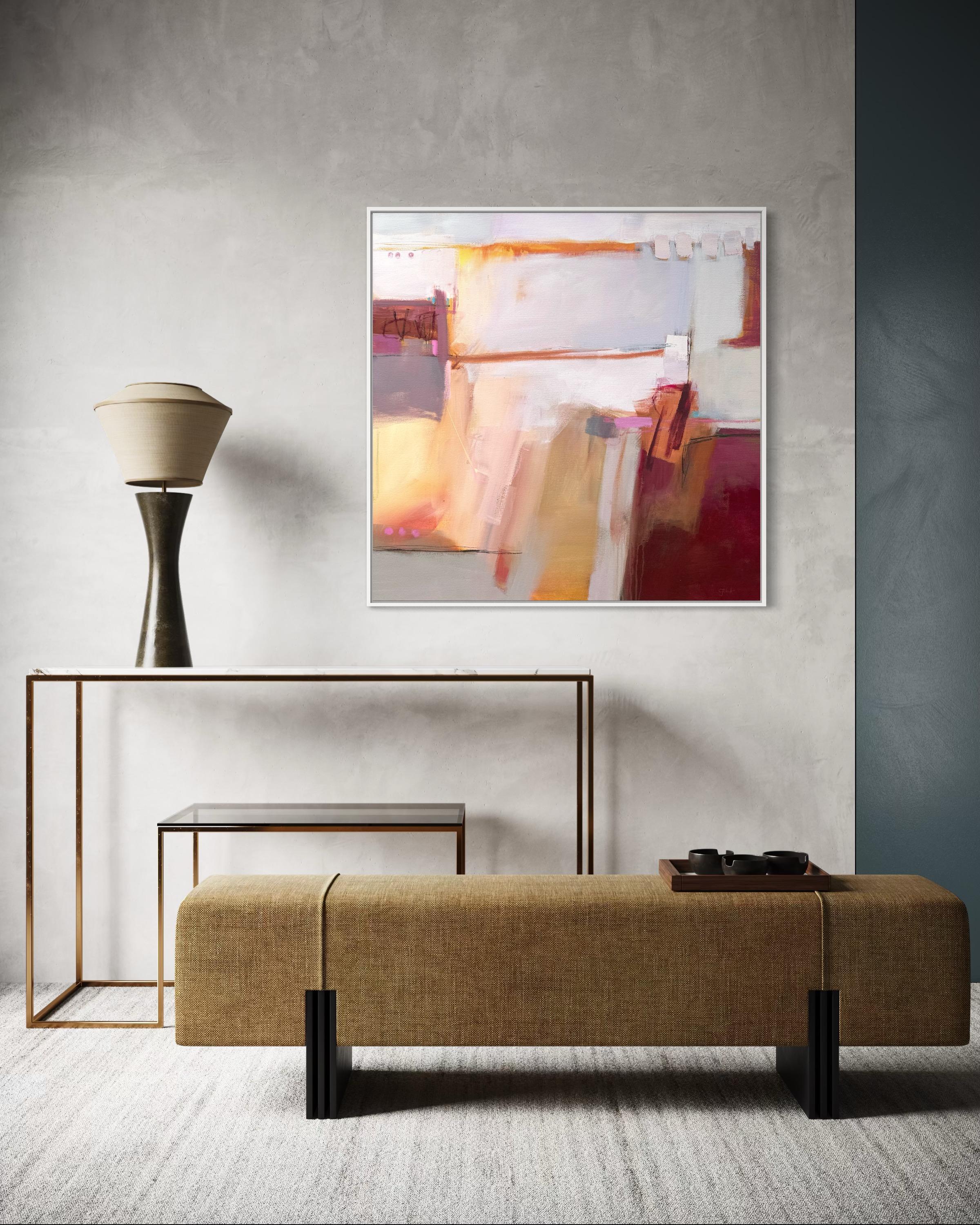 CAMILLA CLARK - My abstract paintings are often an expression of a feeling or an emotion and using the paint to describe on the canvas. SEPTEMBER SOLACE- Signifying a time of change, September is the month symbolising reward, harvest and hope and