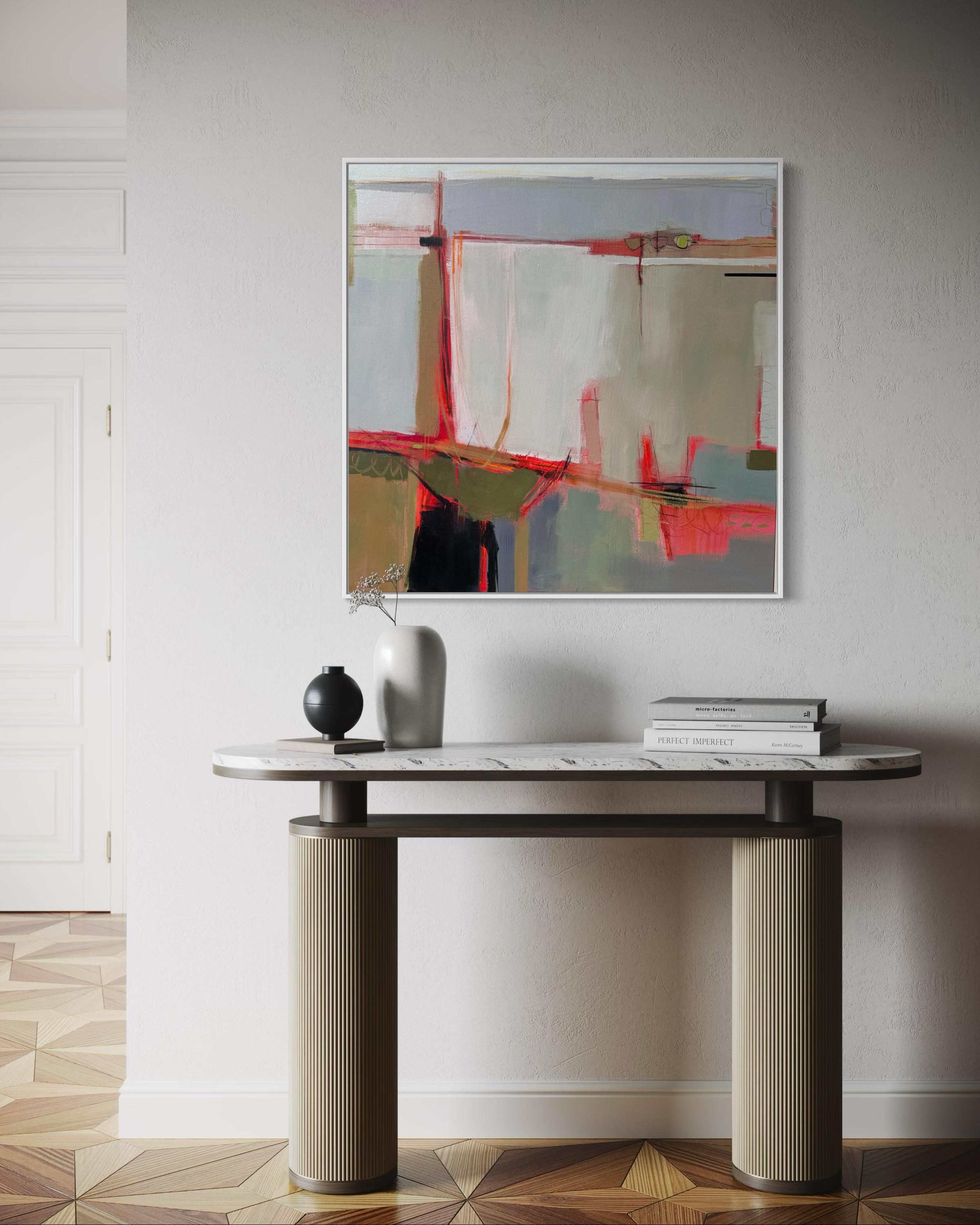 Summer Song - Contemporary, Abstract, Original - Gray Landscape Painting by Camilla Clark