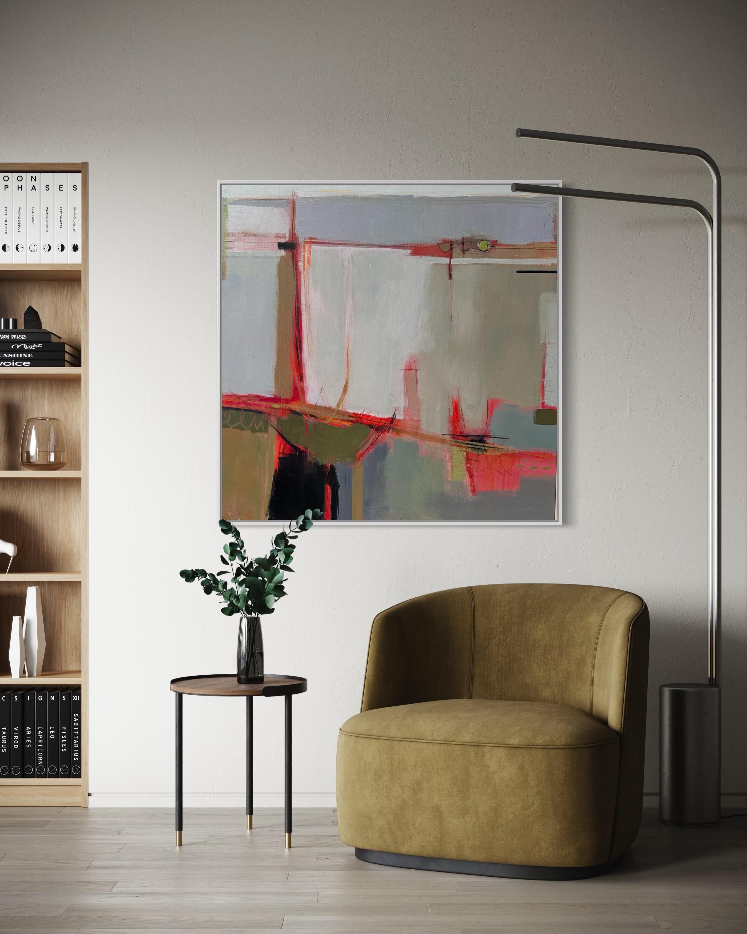 CAMILLA CLARK - My abstract paintings are often an expression of a feeling or an emotion and using the paint to describe on the canvas but Summer Song is a moment in time when the heat of the day radiates around the landscape like a melody. SUMMER
