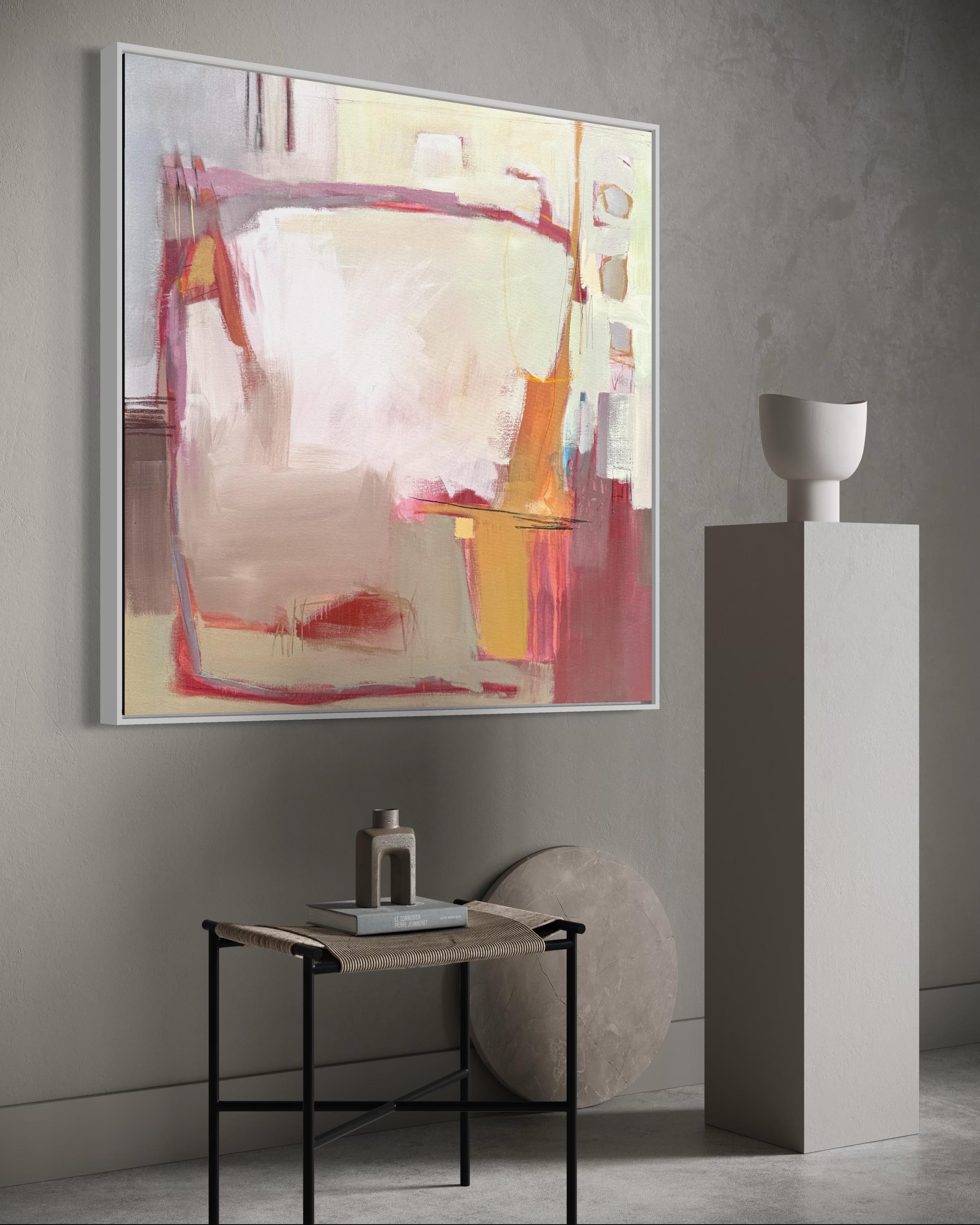 Take It With Me If I Can, Contemporary, Abstract, Original - Beige Landscape Painting by Camilla Clark