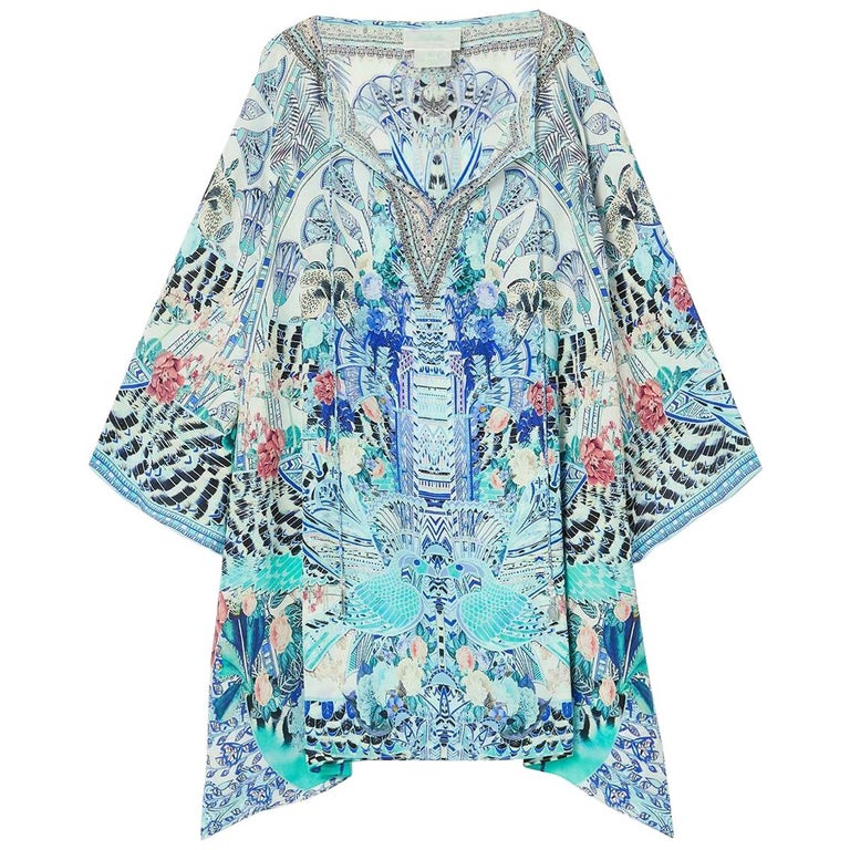 Camilla Crystal Embellished Printed Silk Crepe De Chine Mini Dress at ...