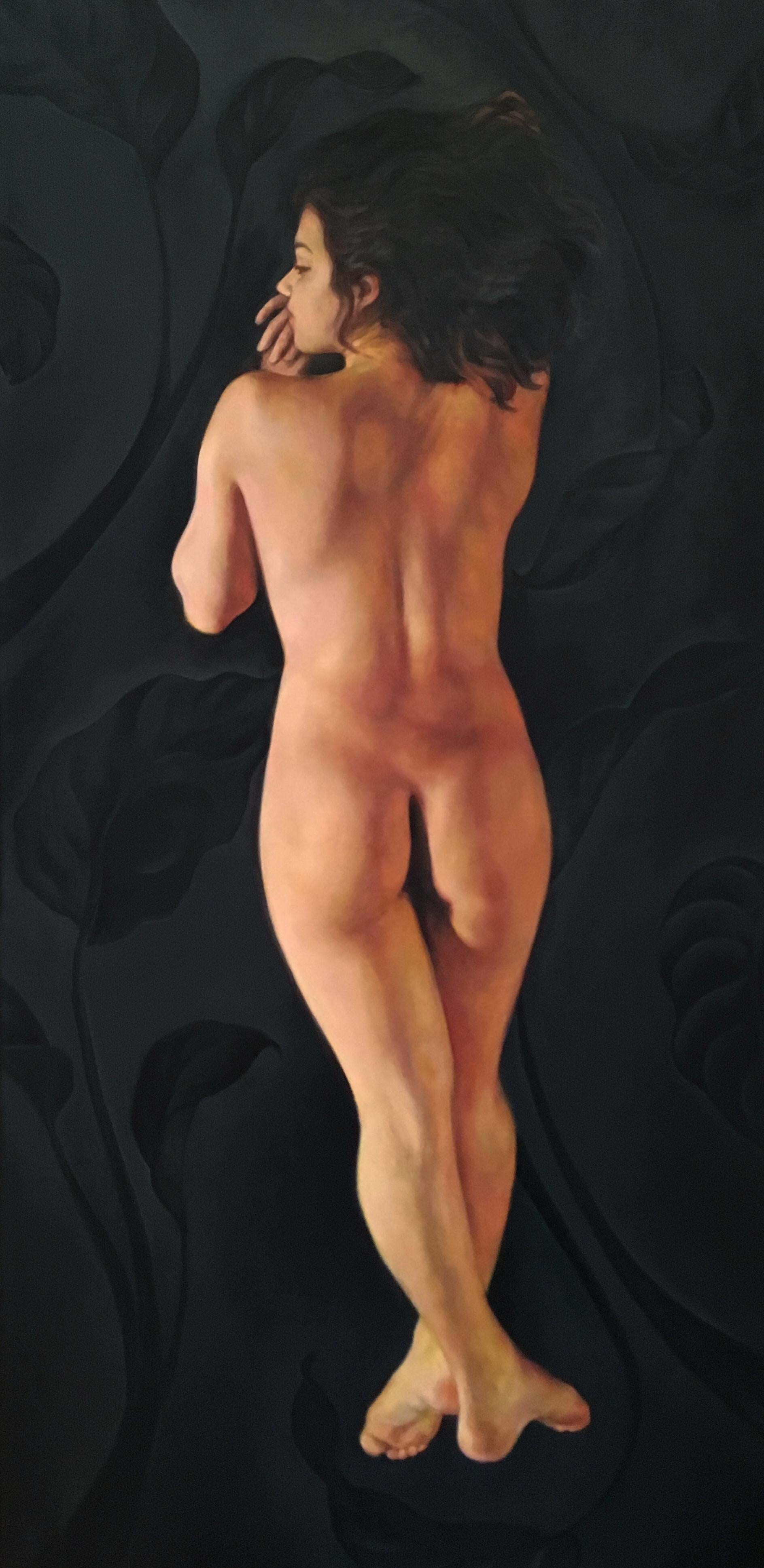 Camilla Marie Dahl Nude Painting - Kylie with Dieffenbachia, Oil Painting