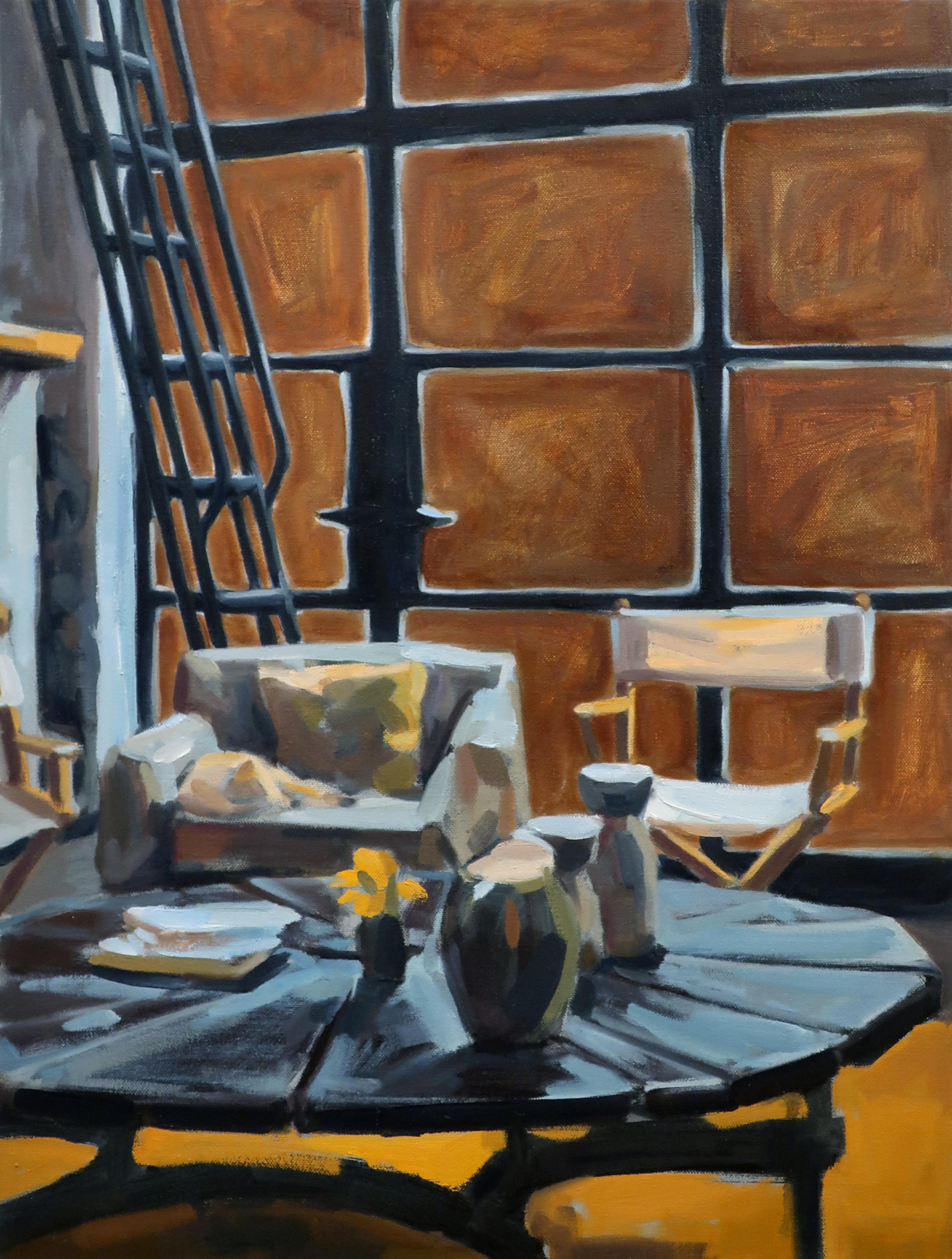 Camilla Marie Dahl Interior Painting - Townhouse on Mars, Oil Painting