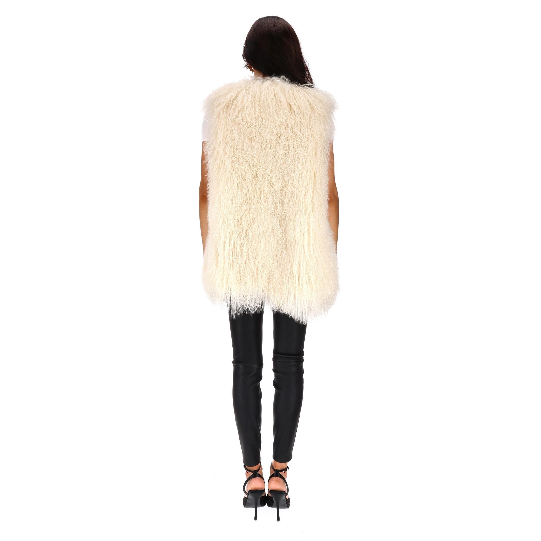 Camilla Mongolian Long Hair Lambskin Gilet/Jacket In Excellent Condition In London, GB