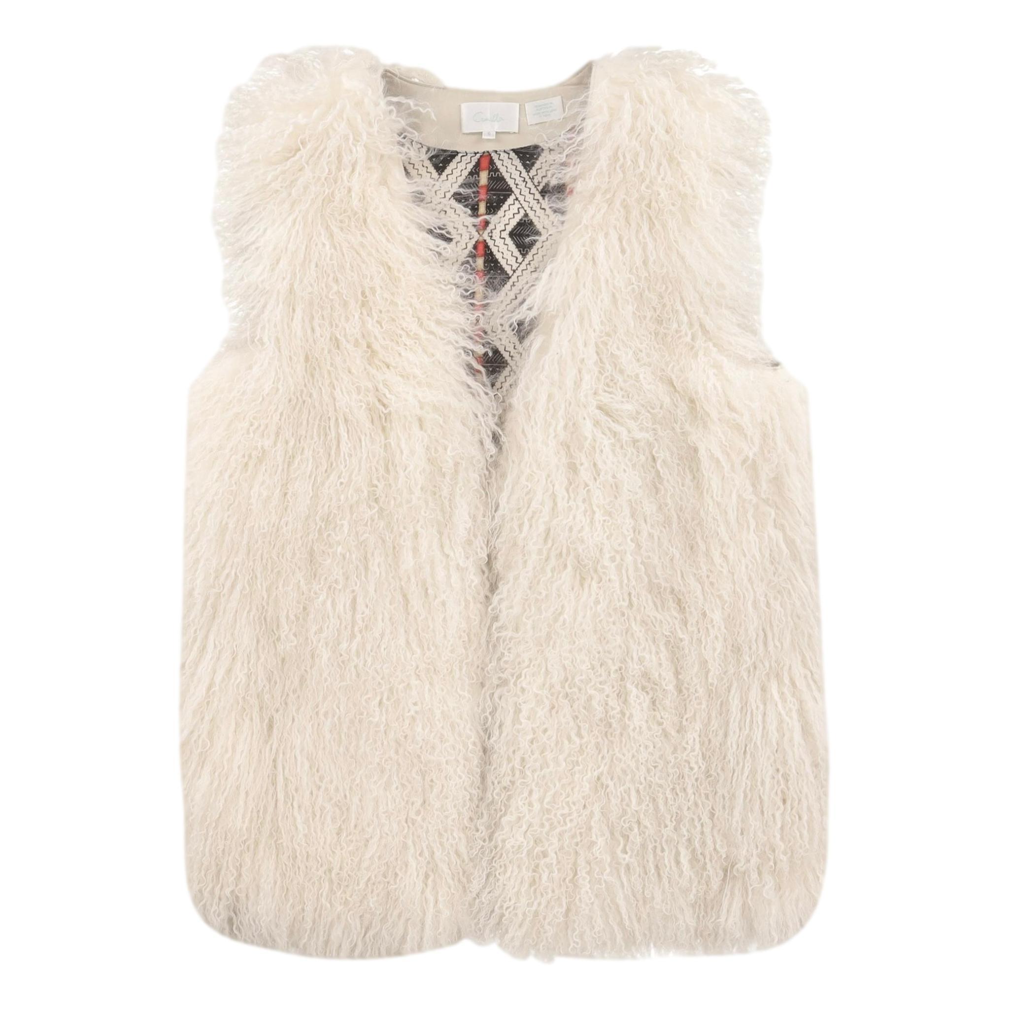 Women's Camilla Mongolian Long Hair Lambskin Gilet/Jacket