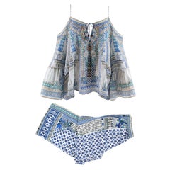 Camilla Salvador Summer Print Drop Shoulder Top & Side Pleat Pants - Size L
