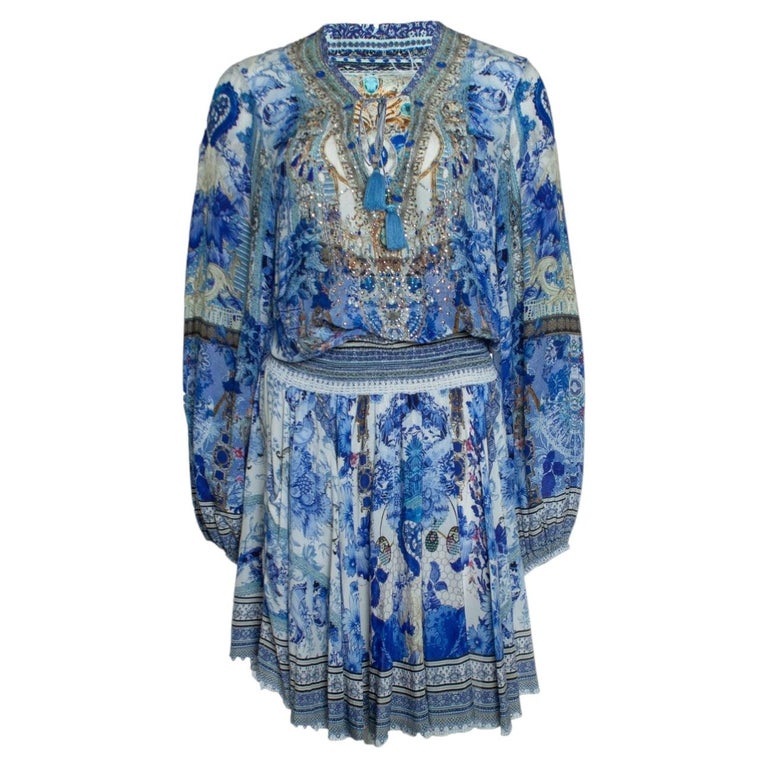 camilla shirred relaxed short dress Camilla Short Shirred Printed Long-Sleeve Dress, Call It Dreaming, Women's, XS