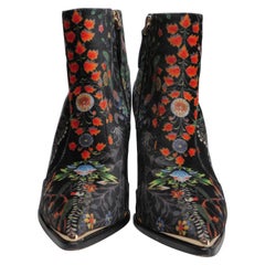 Camilla Size 37 Black Suede Floral Boots