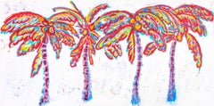 „Dancing Palms“, figuratives Gemälde, Acryl auf Leinwand