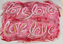 « Tout le monde aime l'amour » - Peinture figurative, acrylique sur toile, tons chauds