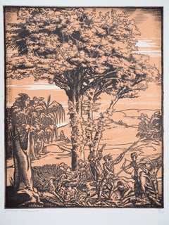 Mythological Hunting - Original wooodcut, Handsigned & Numbered