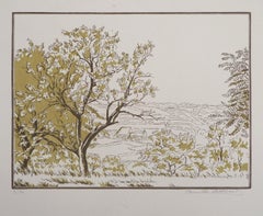 Peaceful Landscape in Normandy - Original wooodcut, Handsigned & Numbered